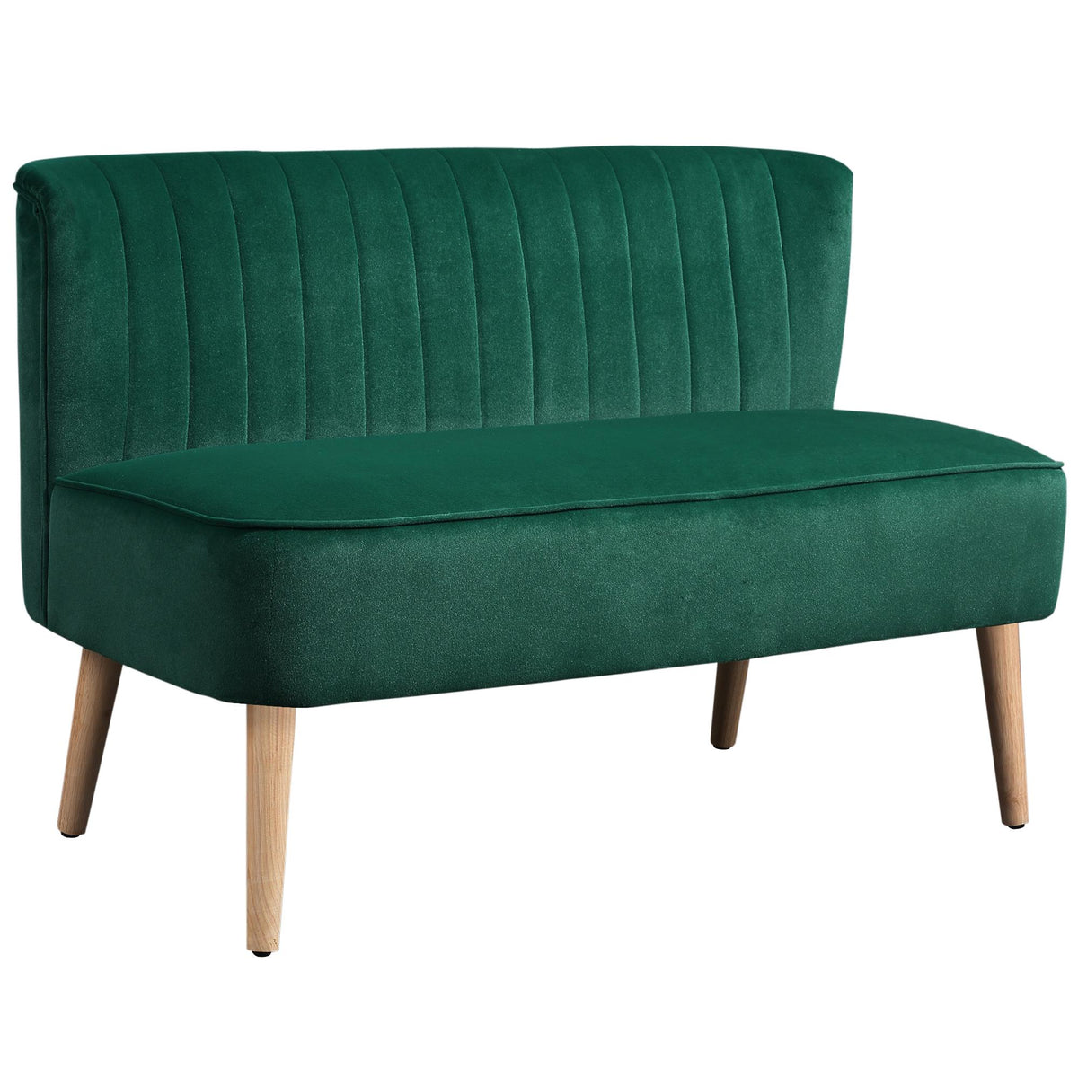 2-sits retrosoffa, mörkgrön, träben, 117 cm