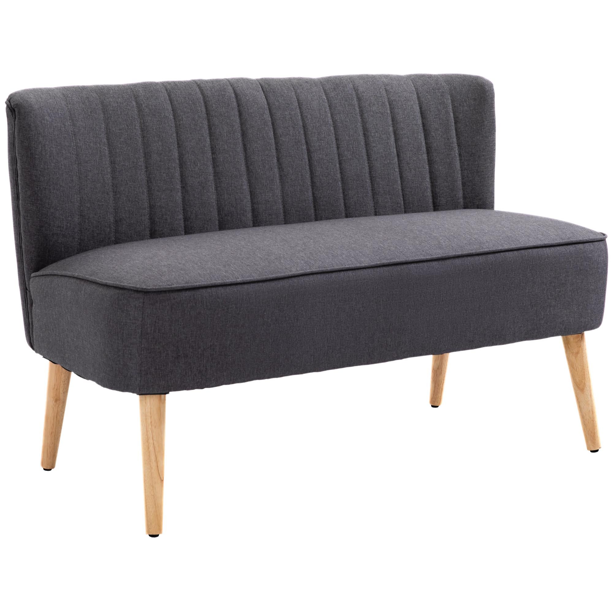 2-sitssoffa, mjuka kuddar, lättskött överdrag, mörkgrå