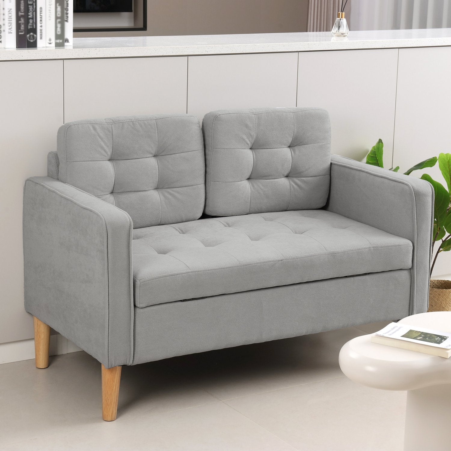 2-sits stoppad soffa med förvaring – Velvet Look