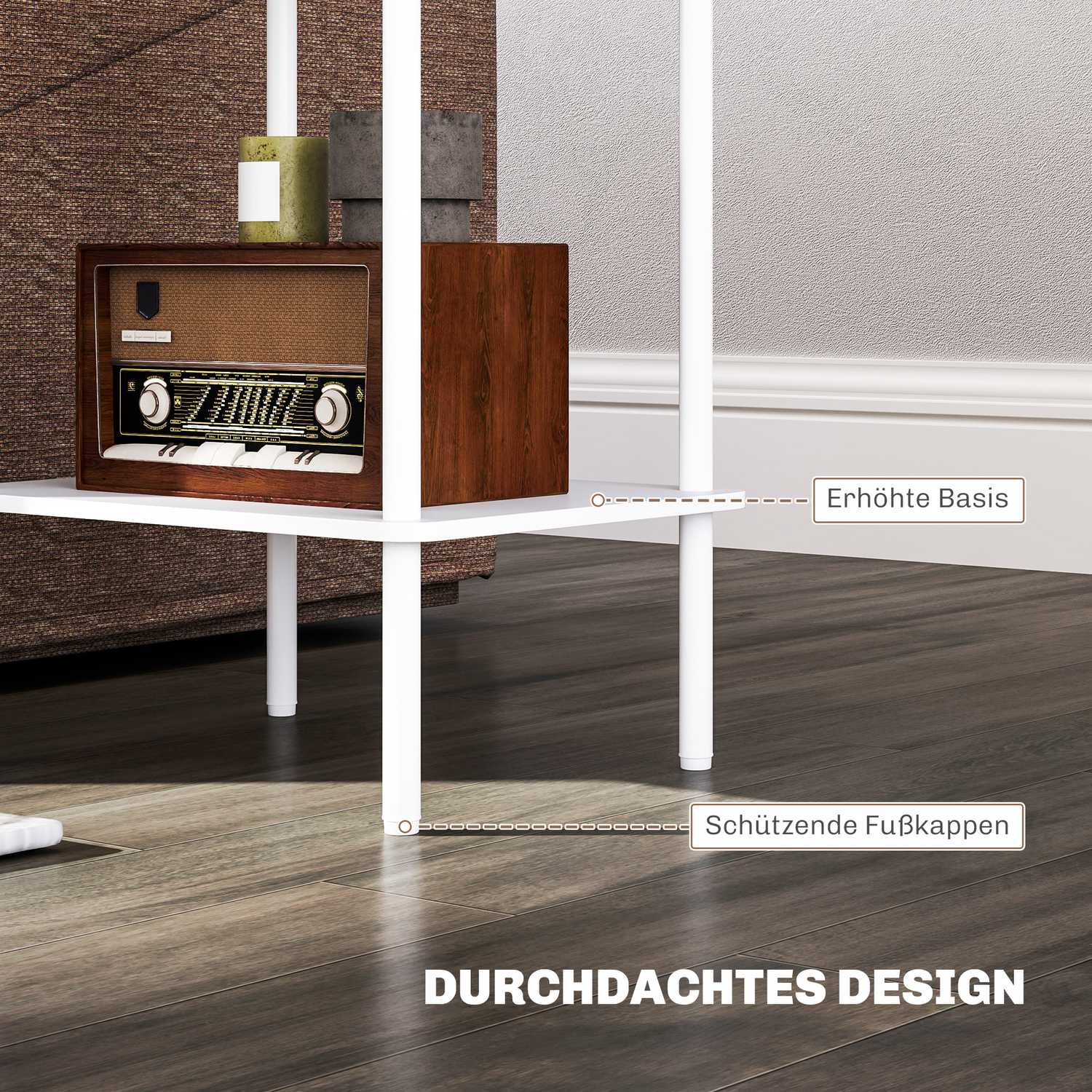 2-vånings vitt soffbord med förvaring för vardagsrum