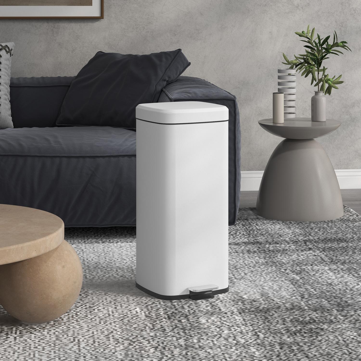 30L pedalkorg med lock & innerkärl – metallsoptunna