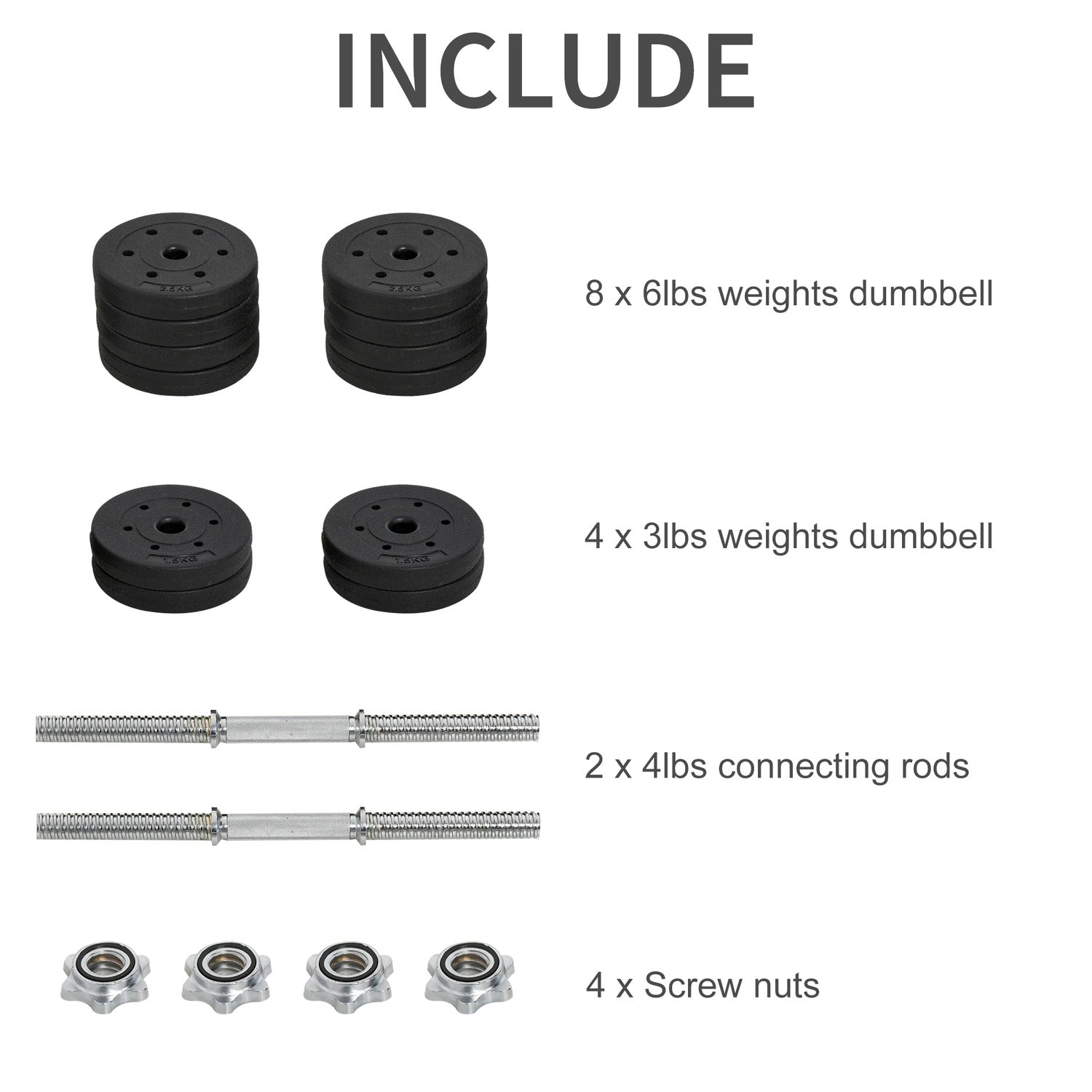 30 kg hantelset i stål, styrketräning för hem och gym