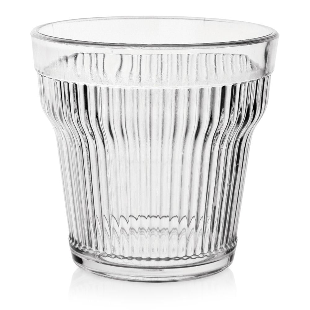 350 ml hållbart akrylglas med räfflad yta, skadar ej