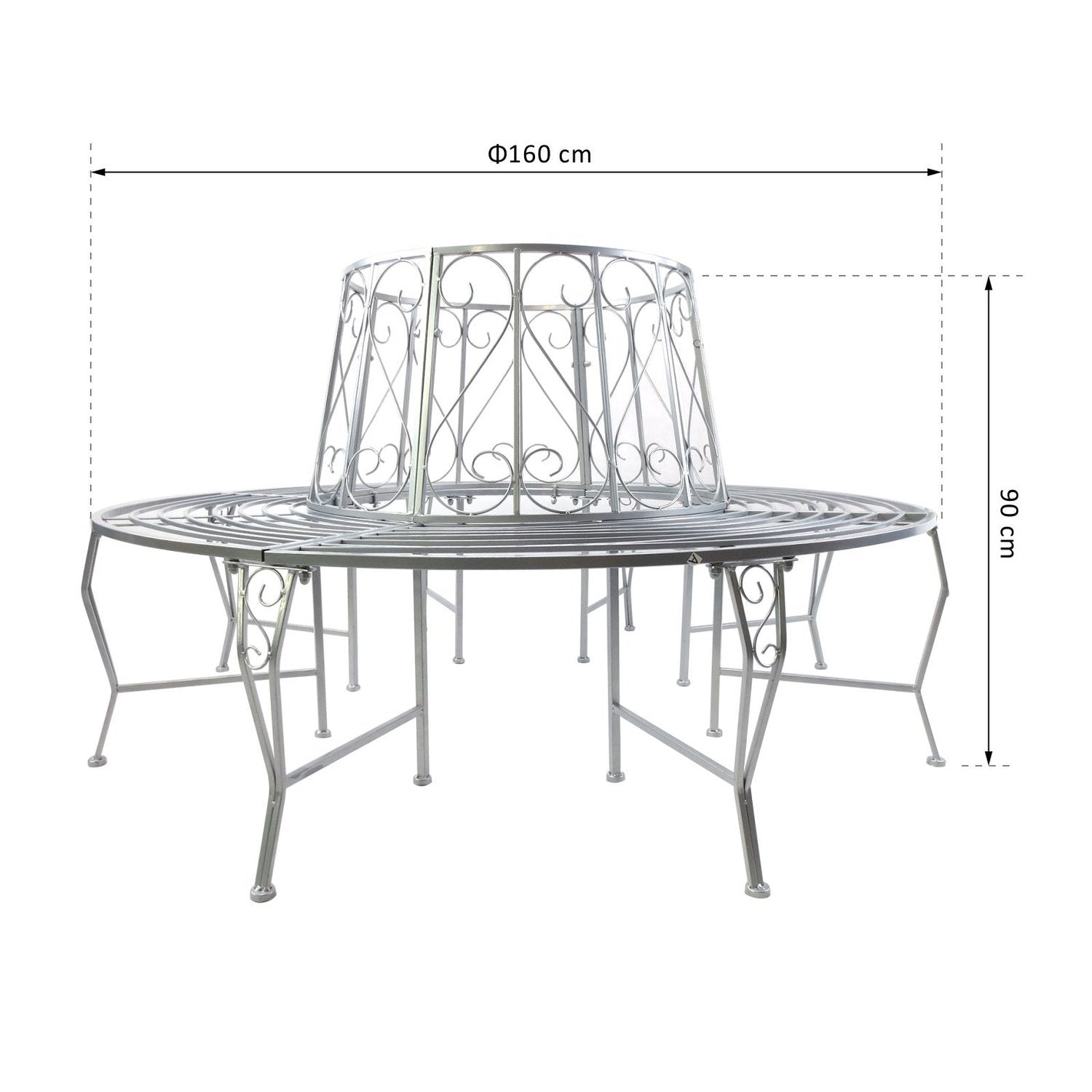 Tree Bench Rund Bench 360° Trädgårdsbänk Säte Trädbänkar Metall ∅160Cm