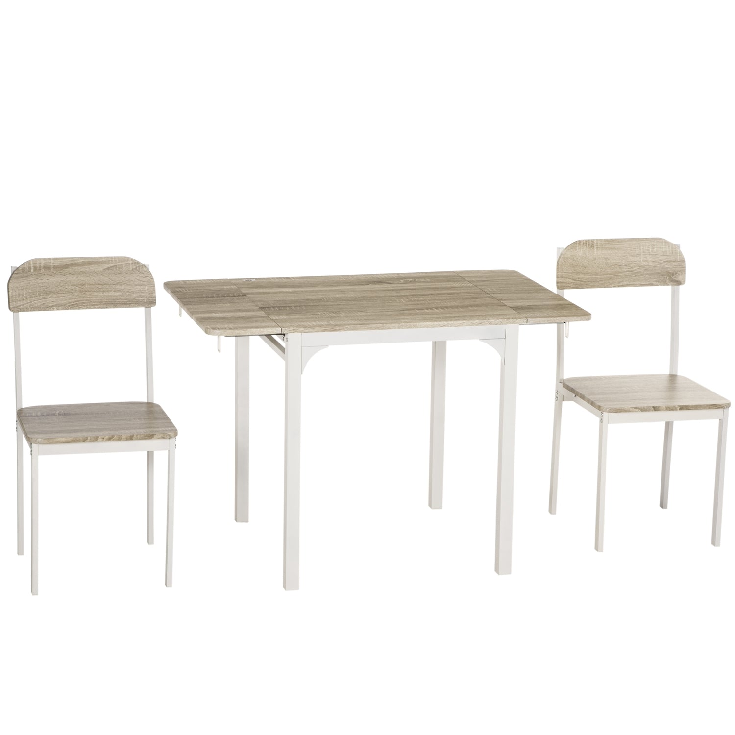 3-delat matsalsset med hopfällbart bord och stolar, stål MDF