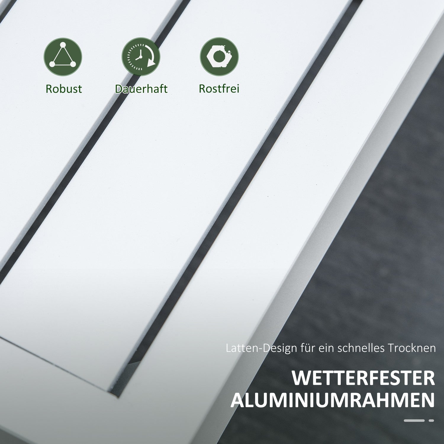 Trädgårdssoffset i aluminium utomhus med vadderat sidobord