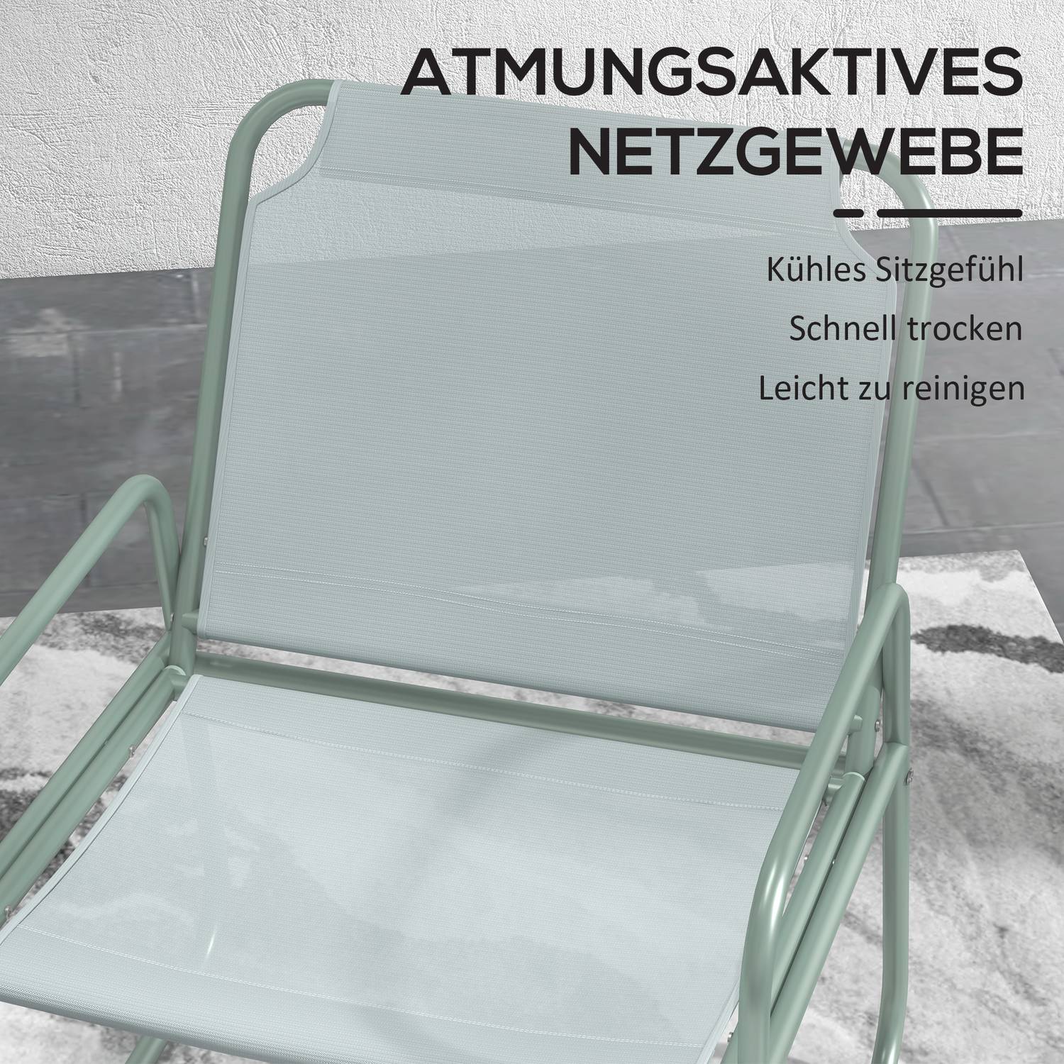 3-delat grönt mesh bistroset med bord och stolar