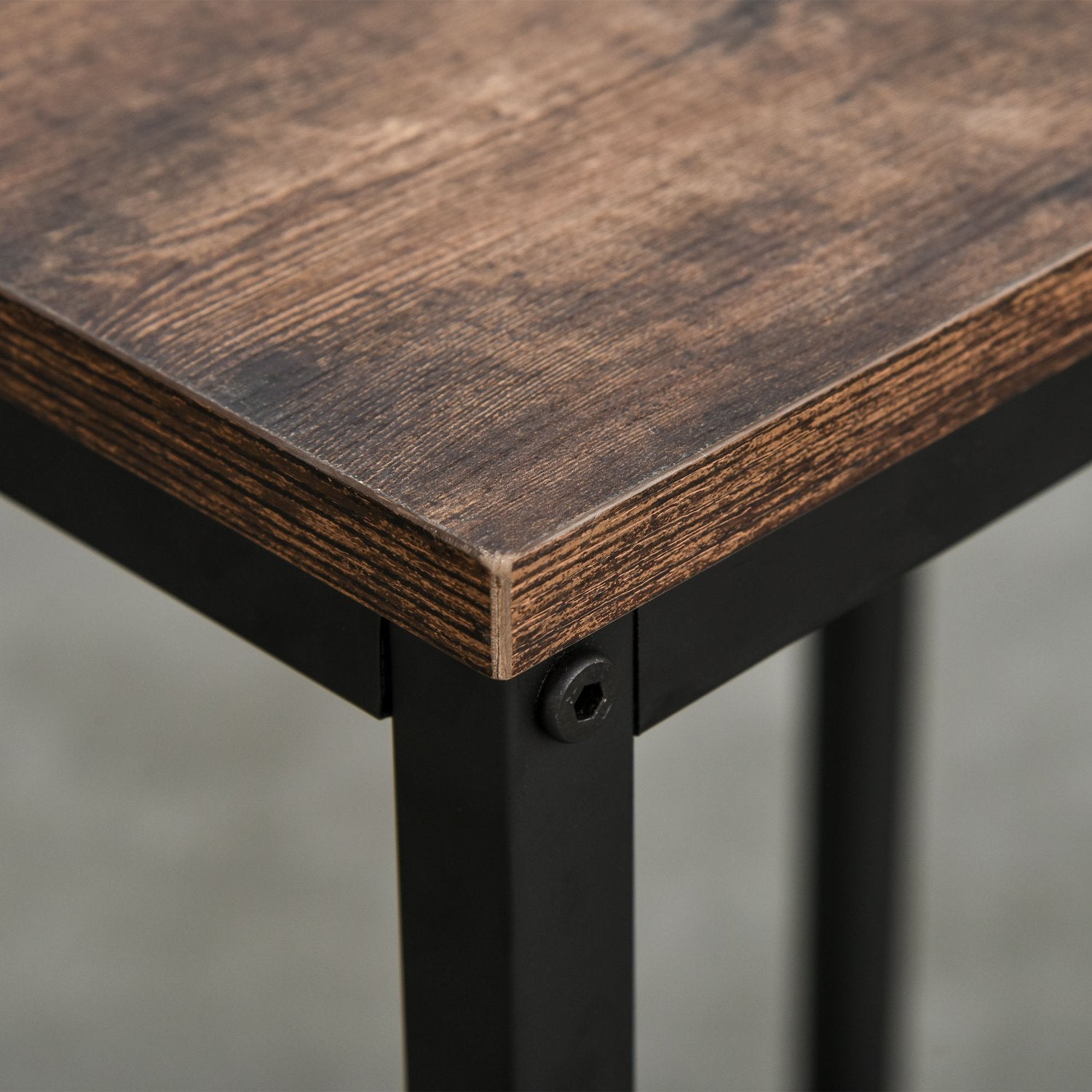 3-delat rustikt barbordsset med hyllor, stålstomme