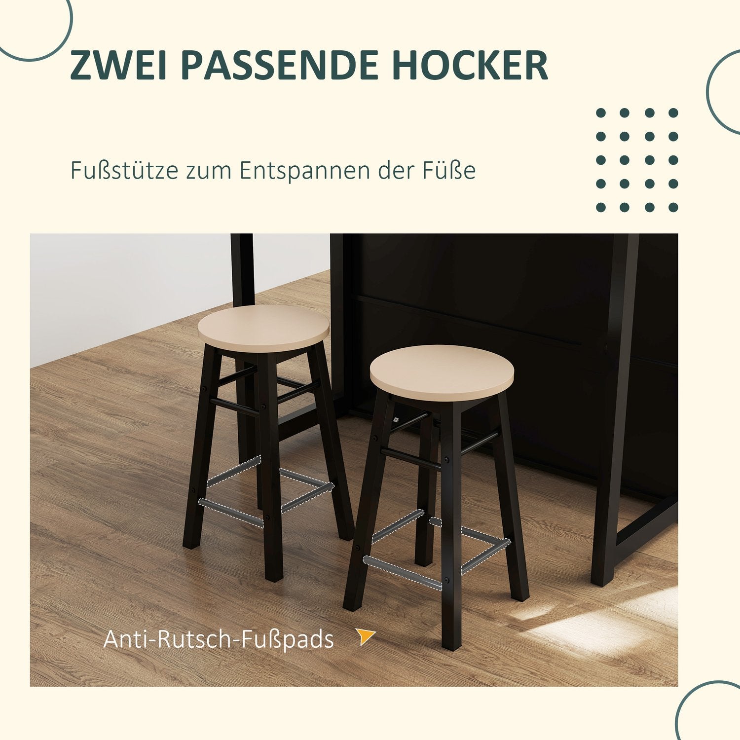 3-delat svart matsalsset, hopfällbar topp och förvaringsskåp