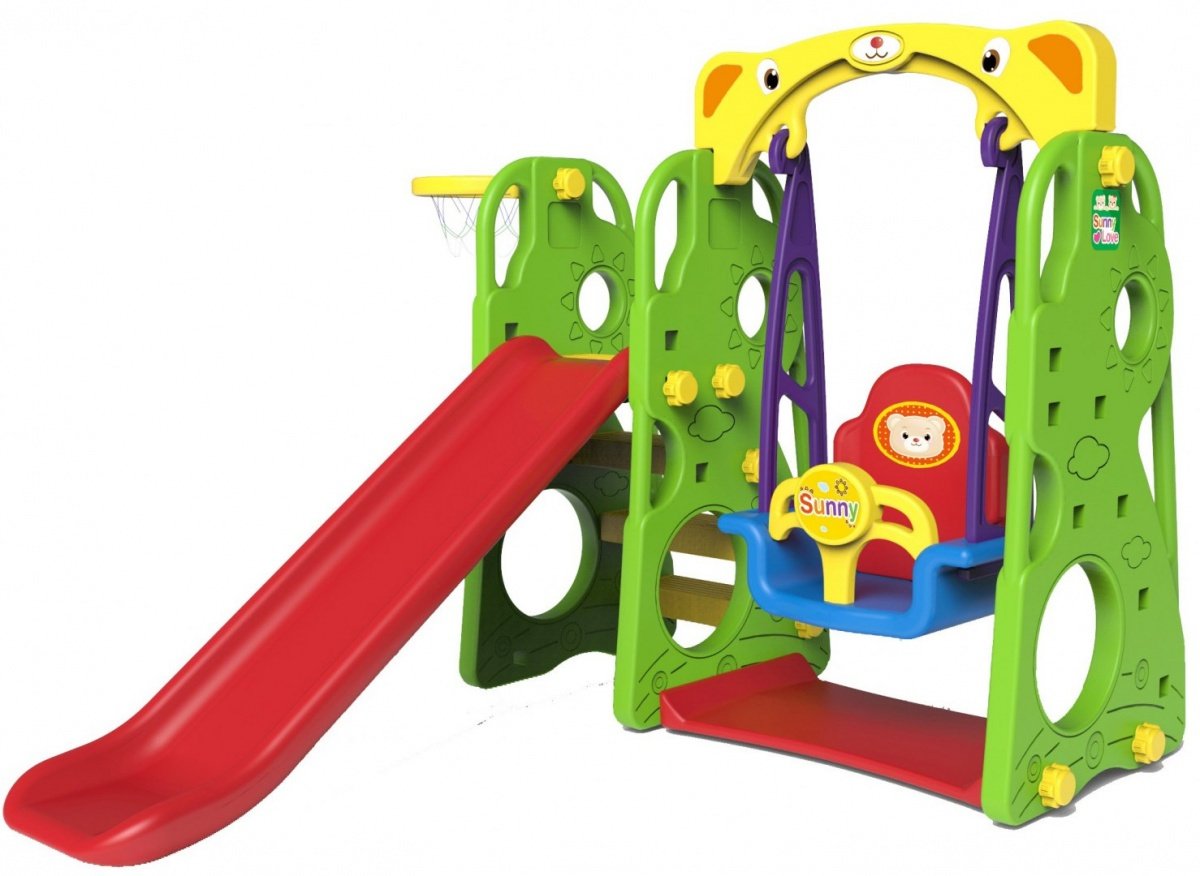 3-i-1 Green Slide Swing Basketset för barn