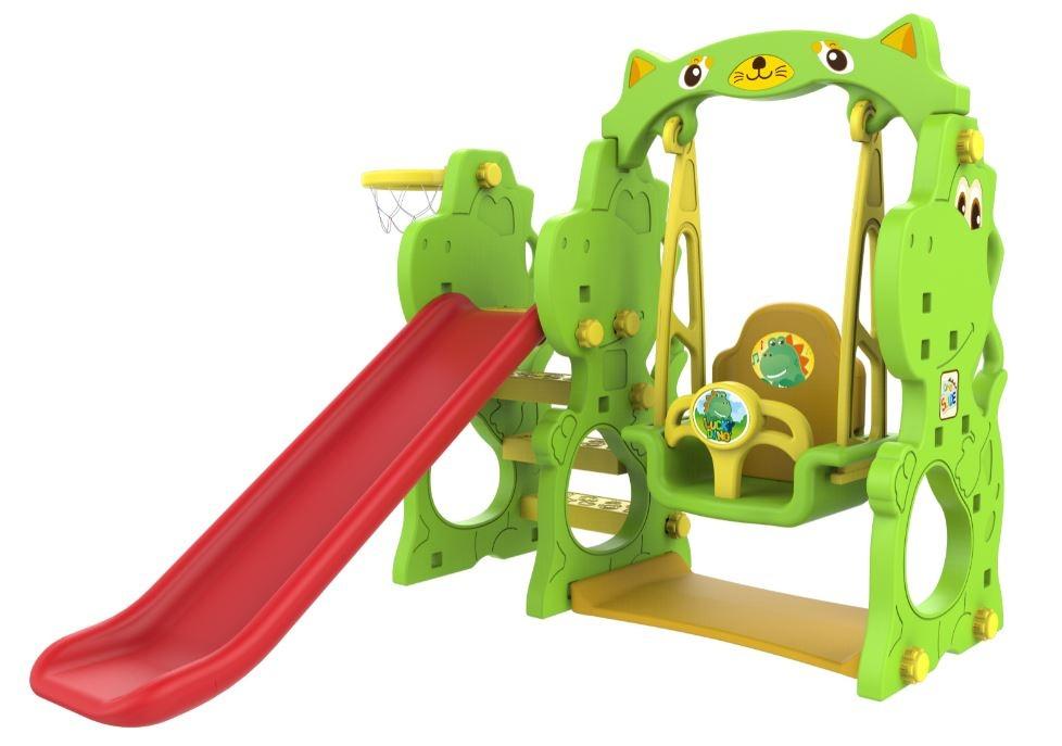 3-i-1 Slide Swing Basketball Set - Hållbar HDPE-konstruktion