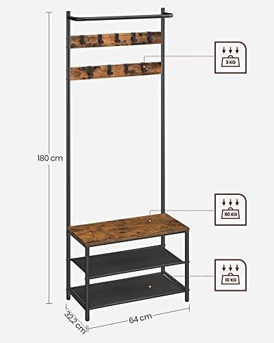 3-i-1 klädhängare med sits, hyllor och 9 krokar - Space Saver