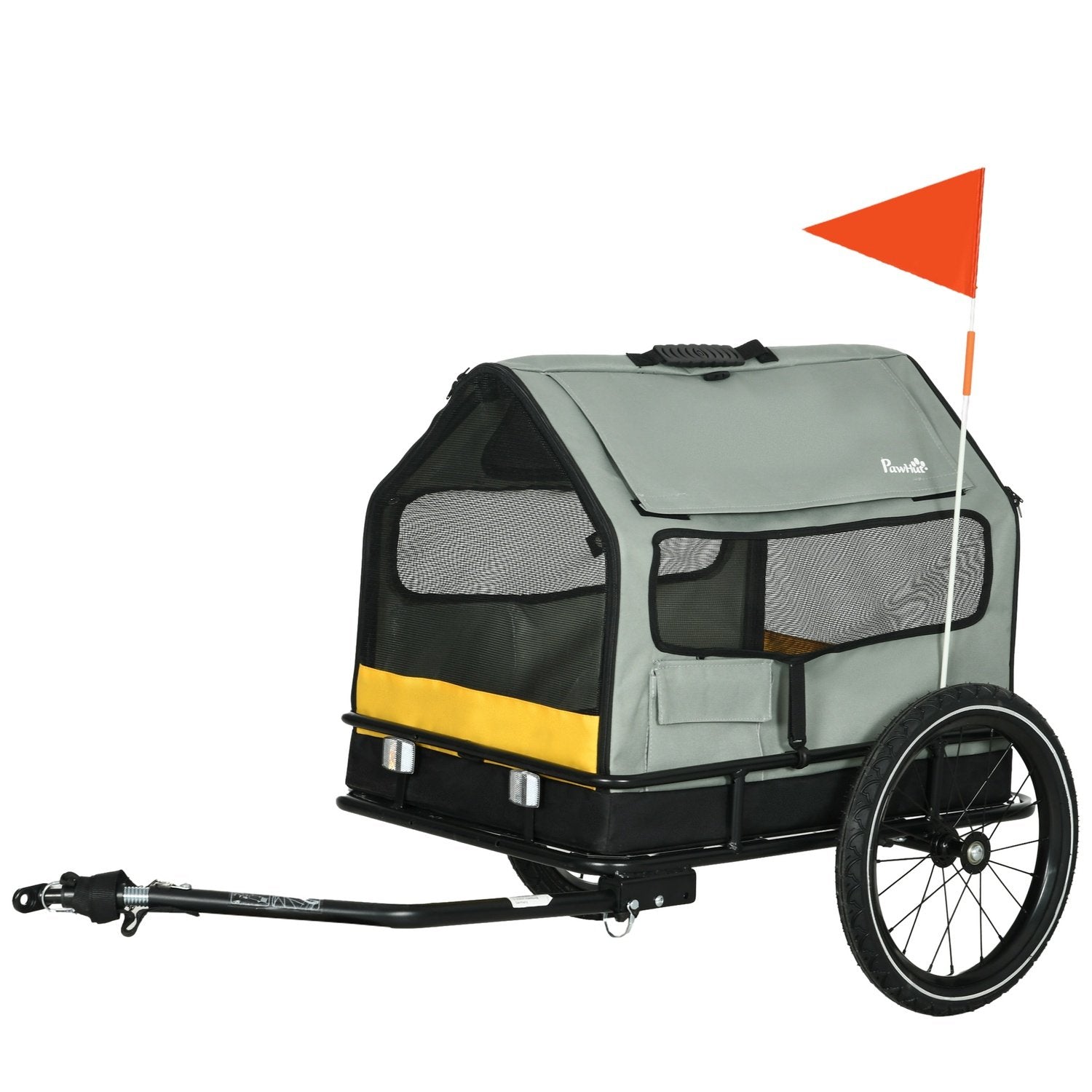 Dog Trailer 3-I-1 Pet House & Cargo Trailer, Hundcykelvagn Med Reflektorer För Små Hundar Upp Till 10 Kg, Oxford, Grå