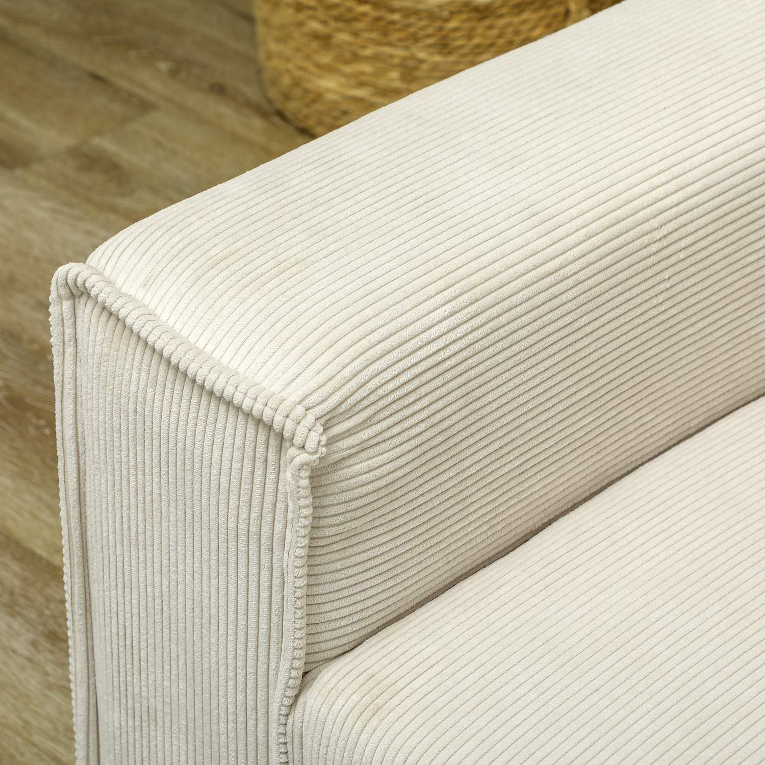 3-sits krämsoffa, sladdskydd, fjäderkärna, 193x77x80 cm