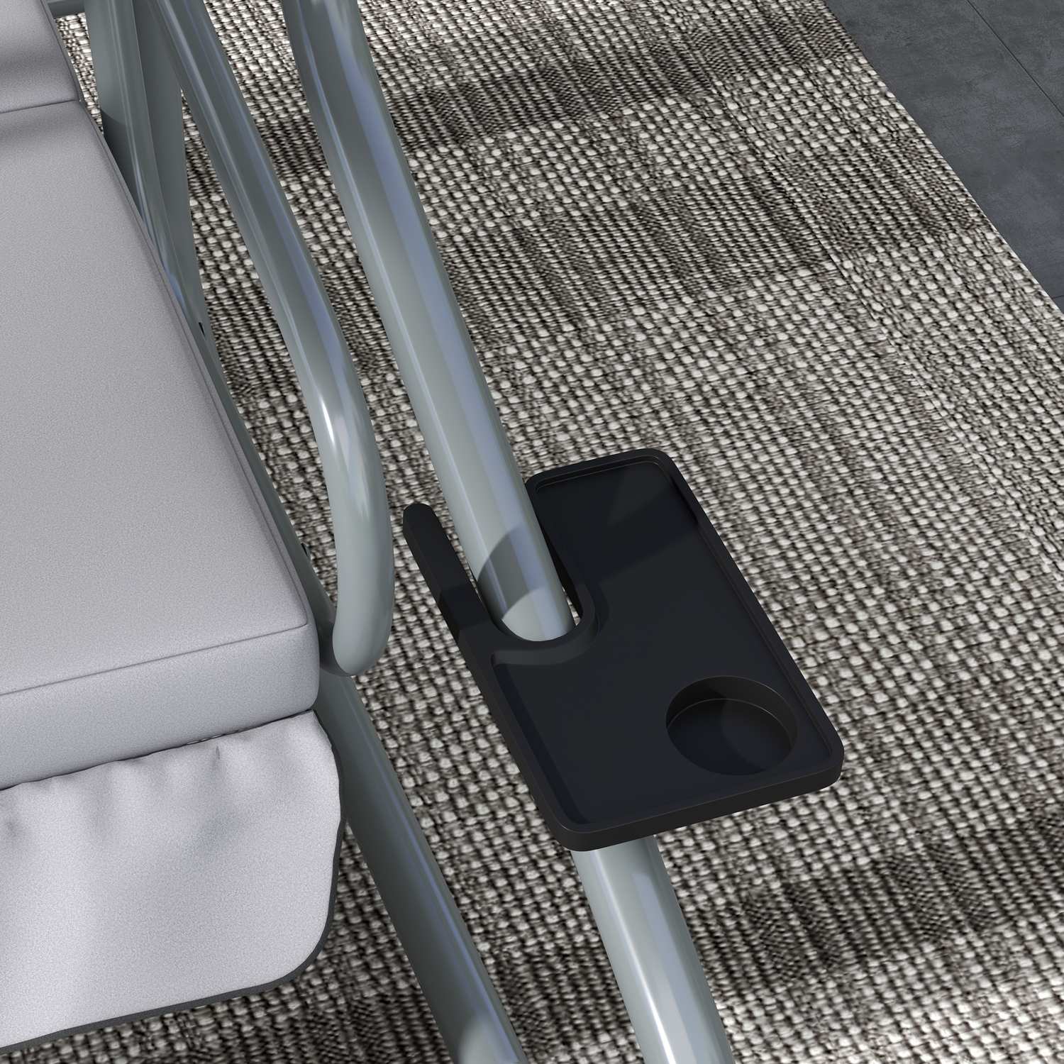 3-sits lutande verandagunga, justerbart tak, ljusgrå