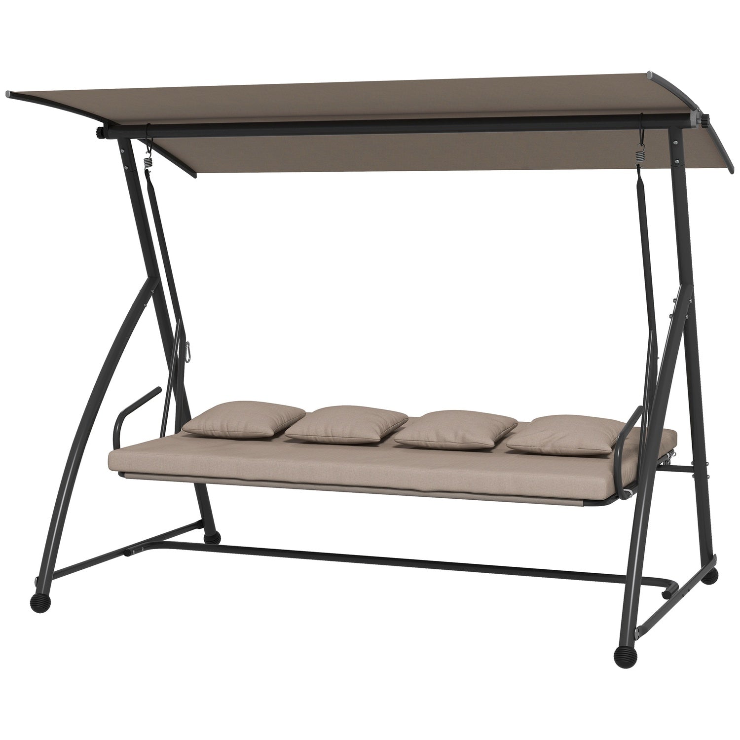 3-sits trädgårdsgunga i stål med justerbar kapell, ljusbrun