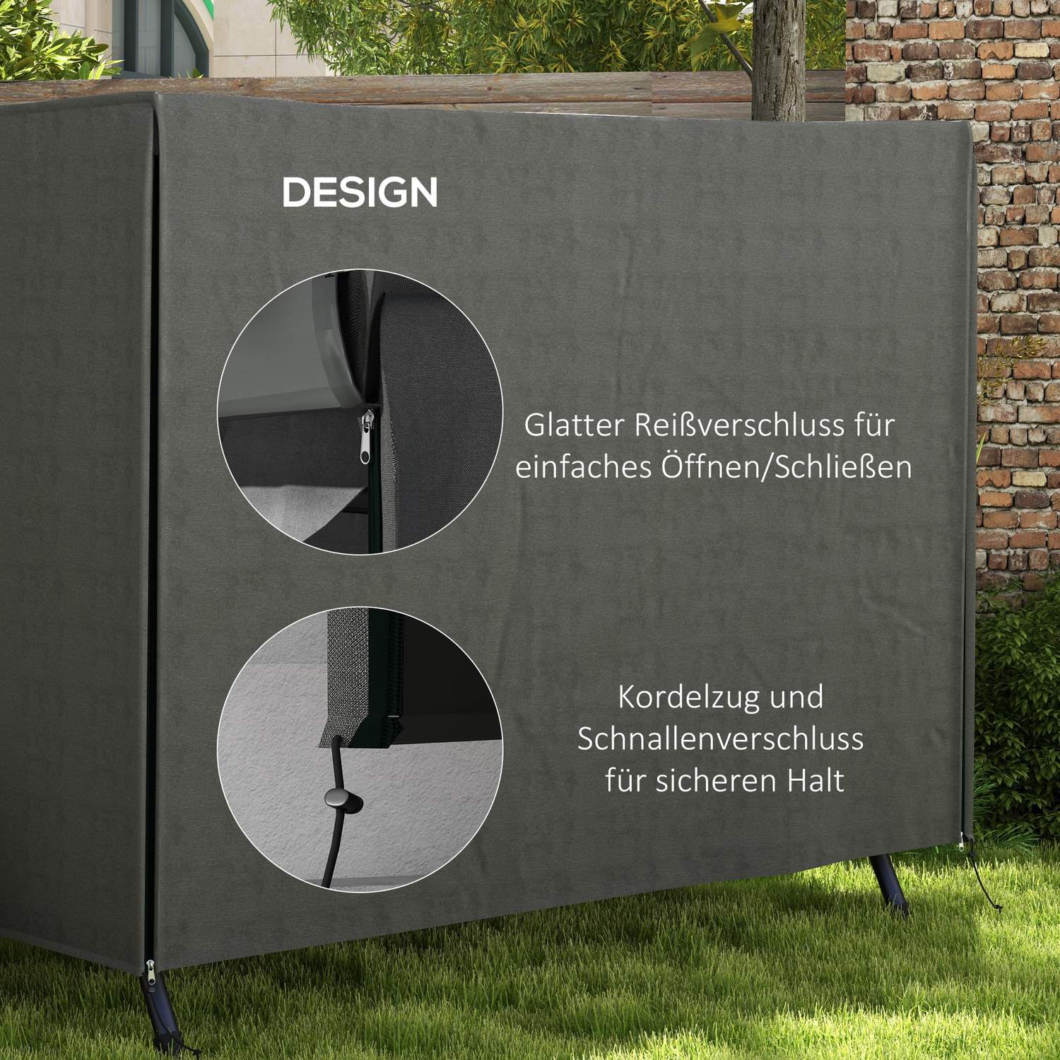3-sits trädgårdsgungskydd, UV- och vattenavvisande, 205x124x164 cm