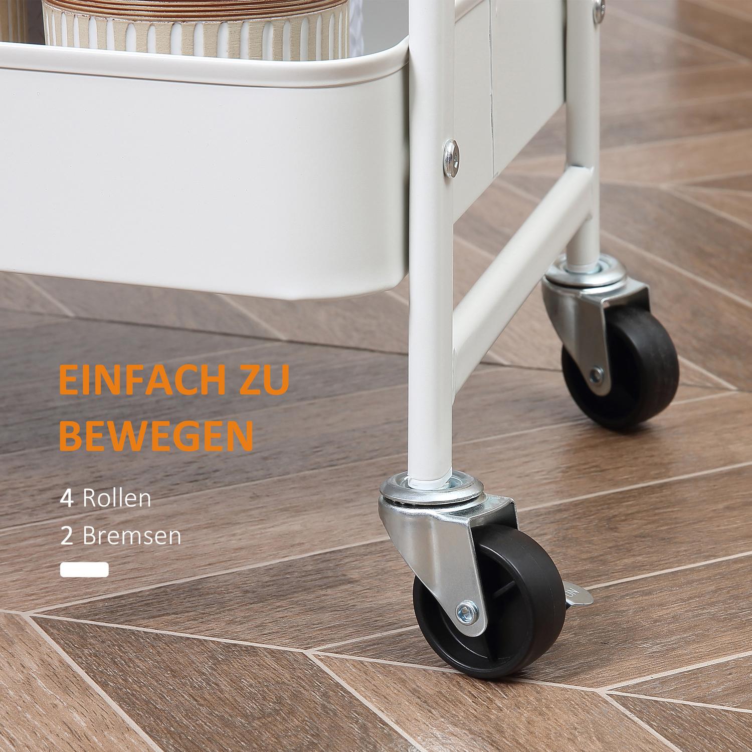 3-vånings köksvagn i metall med stort förråd, vit