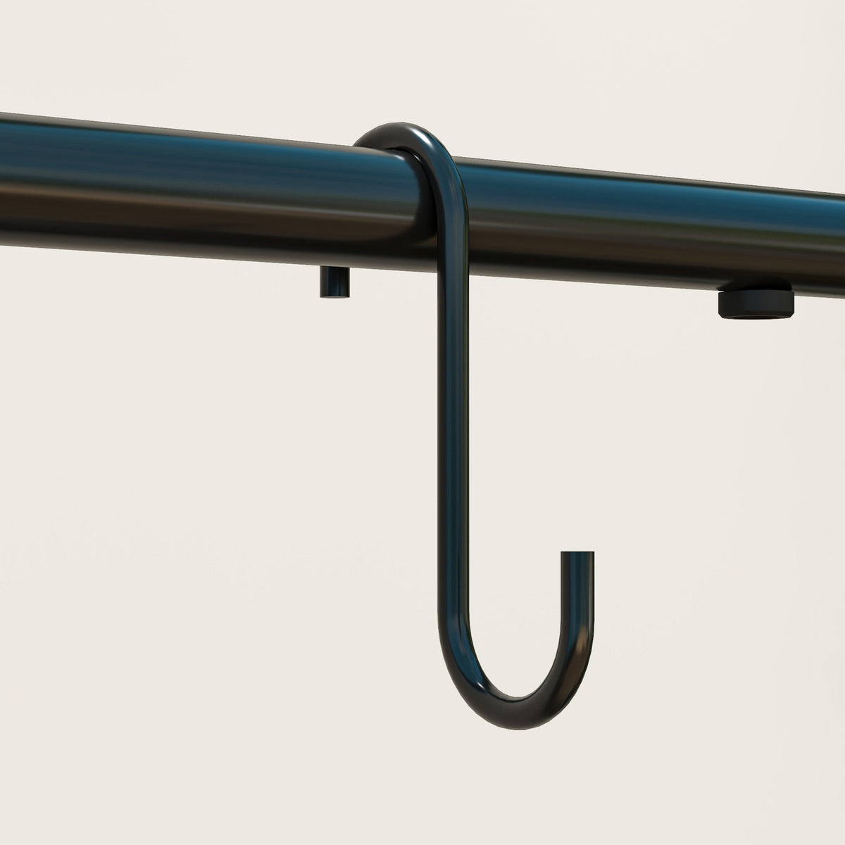 3-vånings växtställ i svart metall med hängkrokar, 137 cm hög