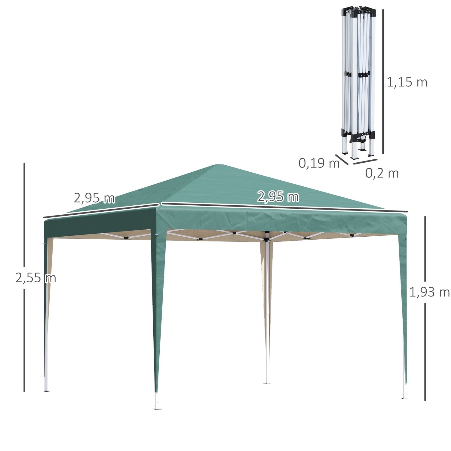 Gazebo 2,95X2,95M Pop-Up Vikbart Gazebo Uv-Skydd Vikbart Stål Oxford Grön