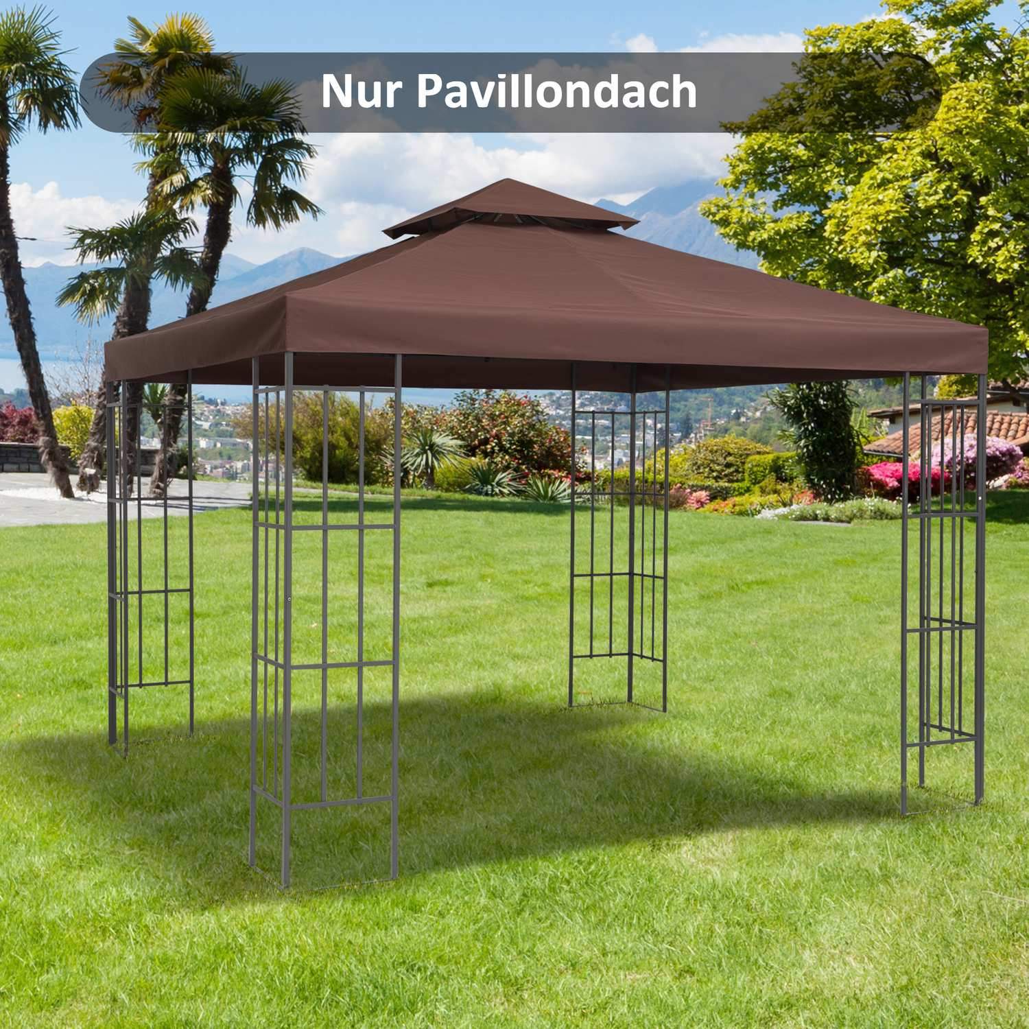 Ersättningstak 3X3M Gazebotak För Metal Gazebo, Polyester, Coffee