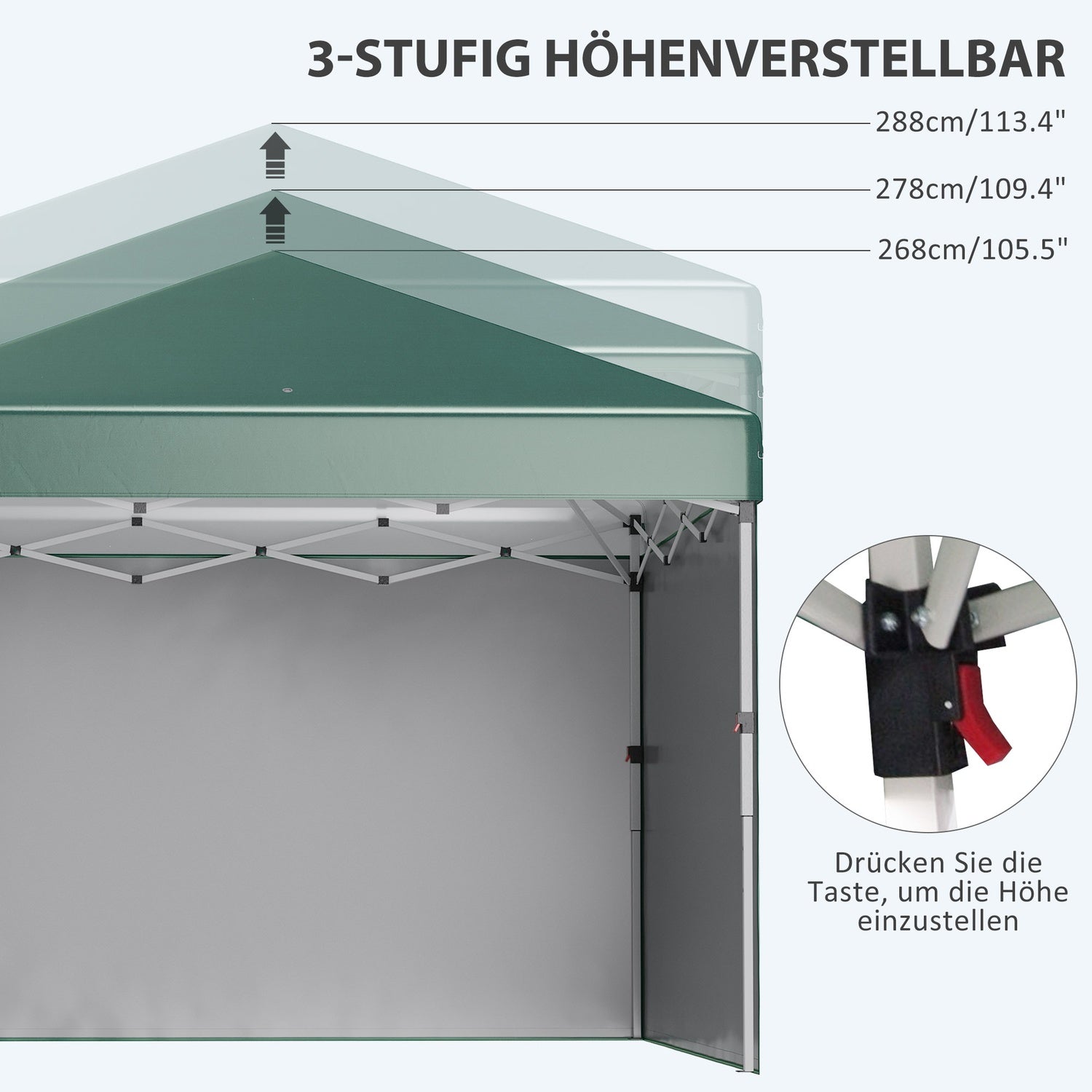 3x3m vattenavvisande pop-up paviljong, UV 30+