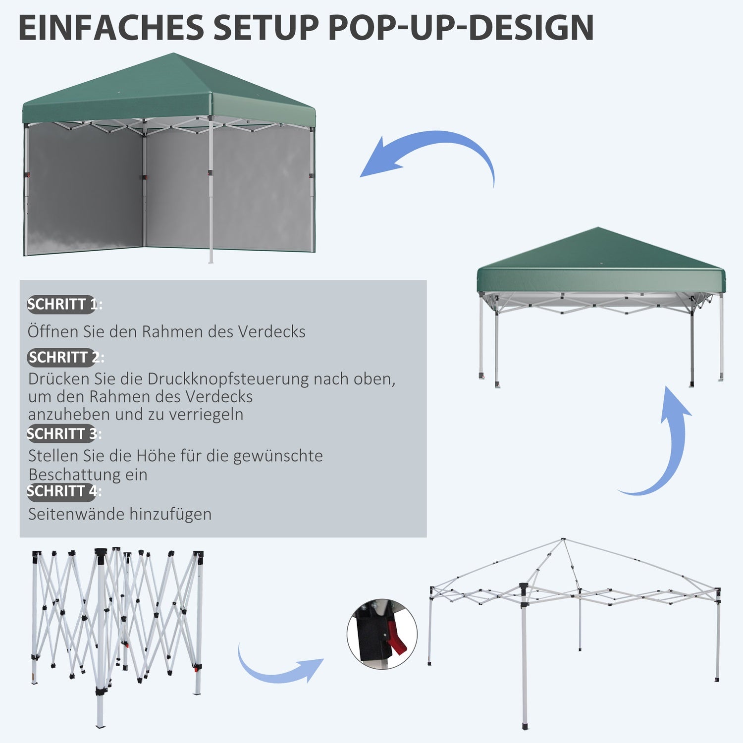 3x3m vattenavvisande pop-up paviljong, UV 30+