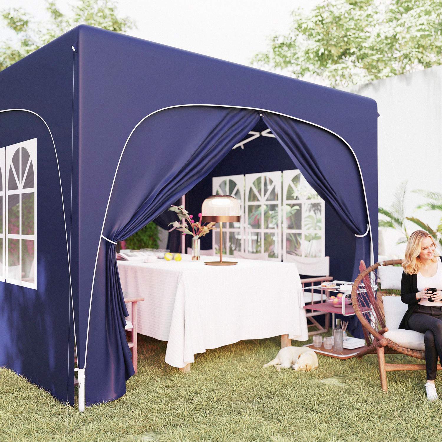3x3m väderbeständig Pop-Up Gazebo, UV50+, Mörkblå