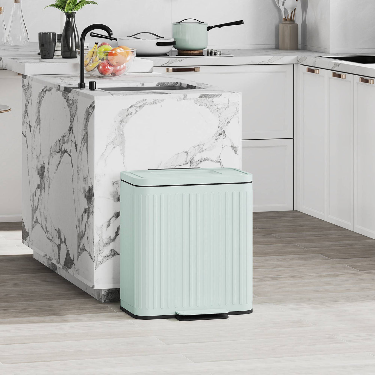 40 l dubbele pedaalemmer, metaal, capaciteit van 2 x 20 l