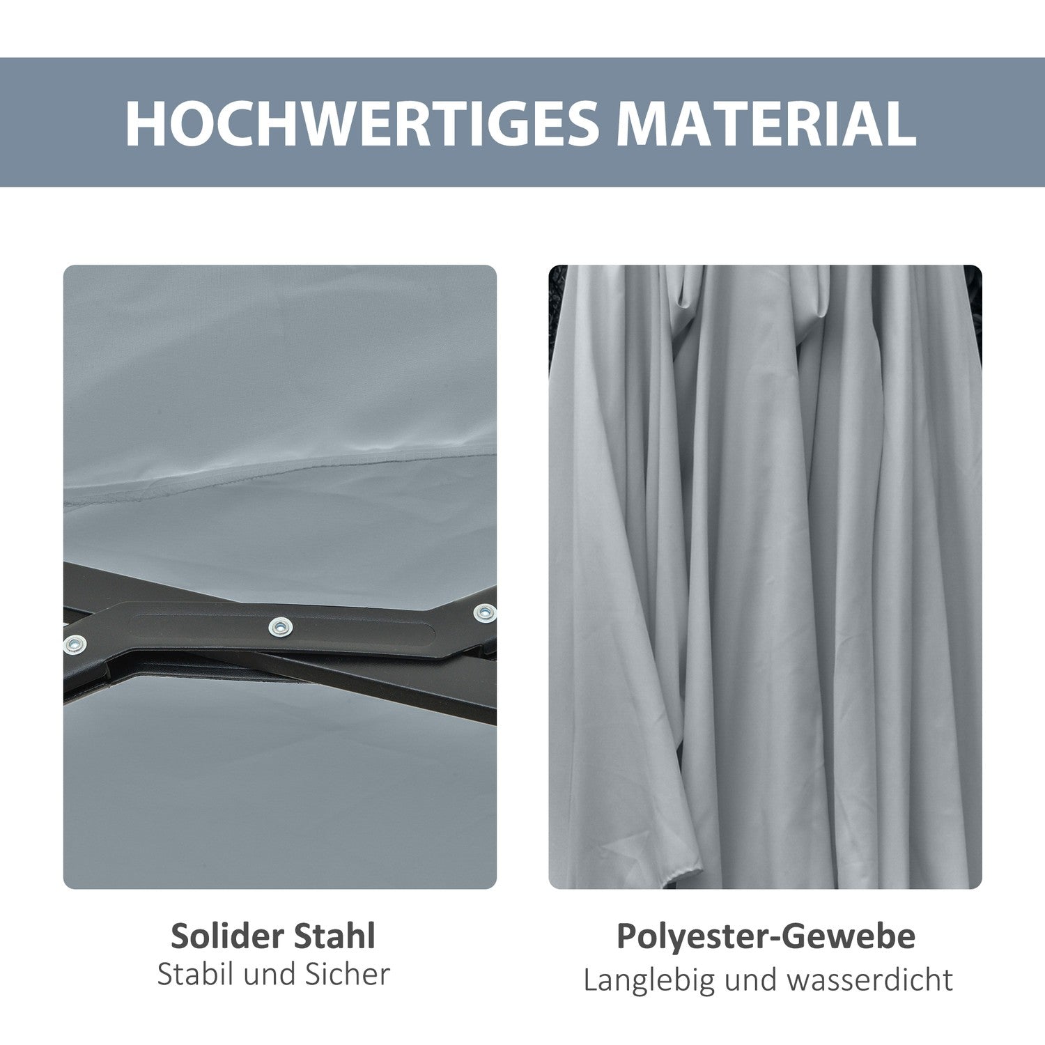 4,5 M Dubbelparasoll Med LED, Solcellsdriven, Ljusgrå-Svart