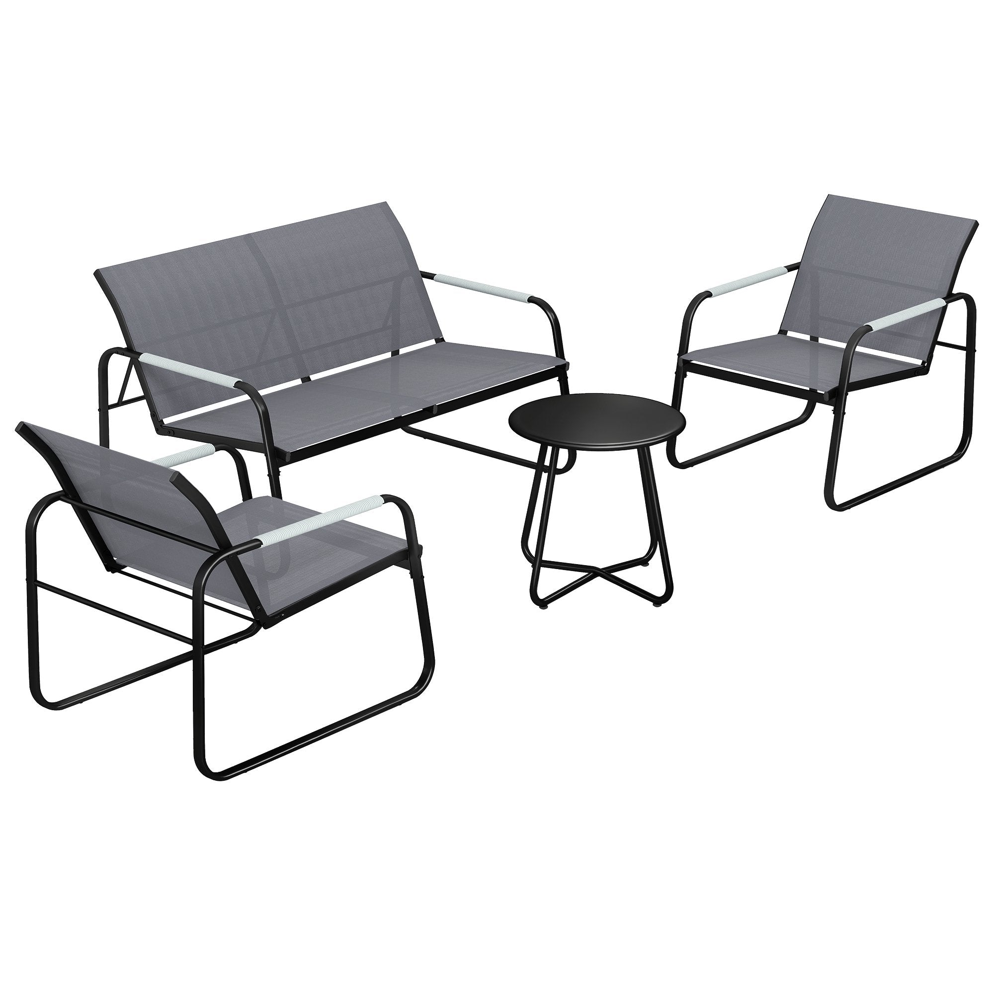 4-delat set med utemöbler, galvaniserat stål, snabbtorkande tyg