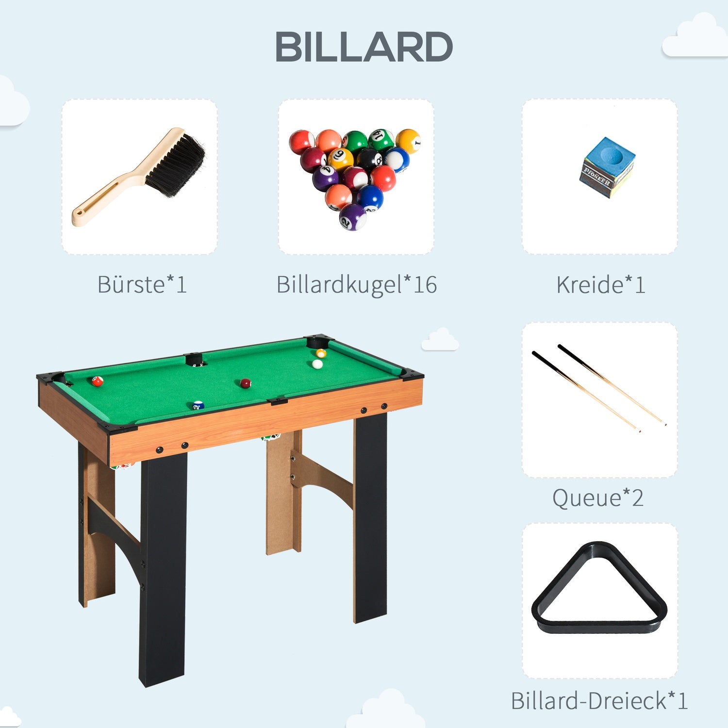 4-i-1 spelbord: fotboll, hockey, tennis, biljard
