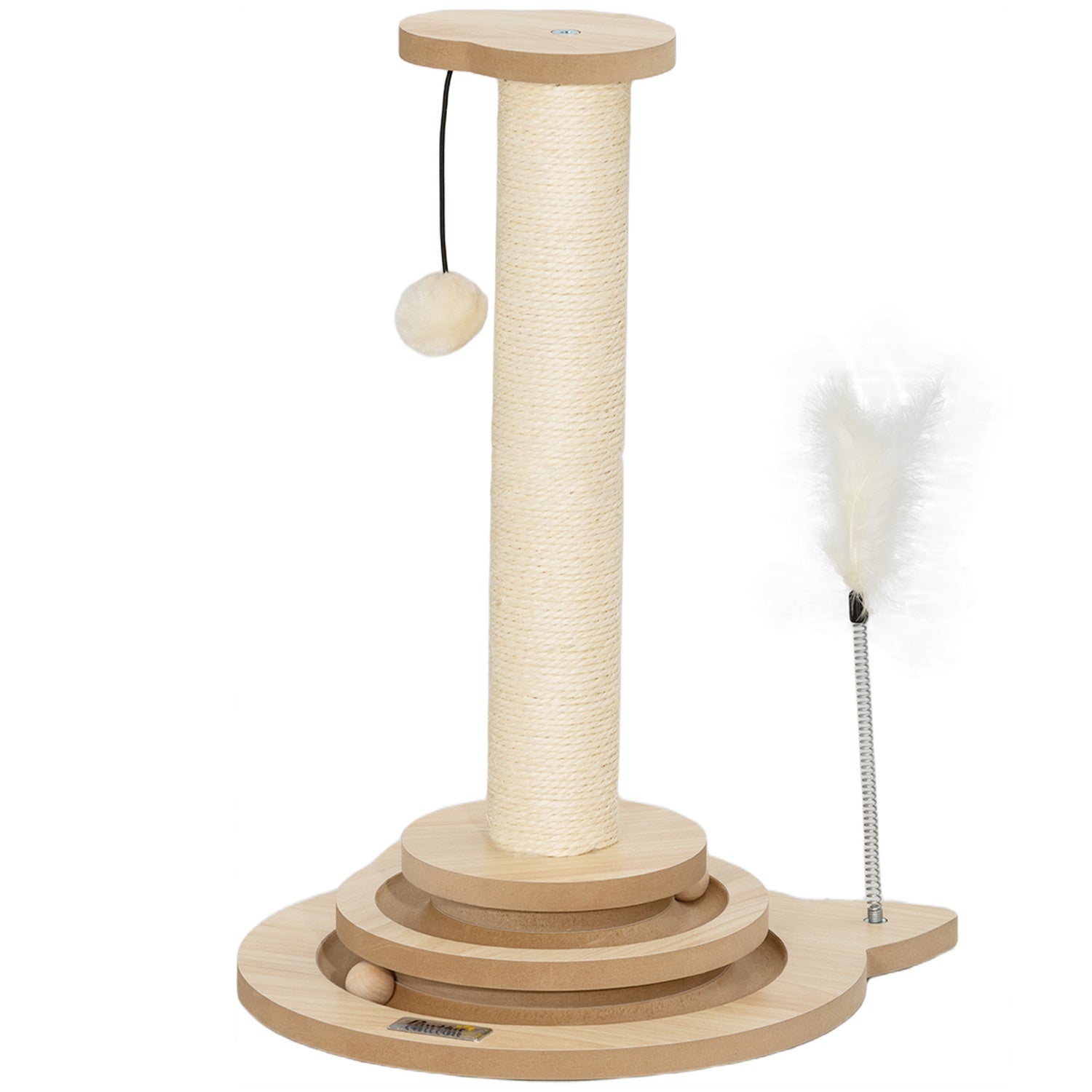 Sisal Cat Skrapstolpe med Play Ball, Ek, 49cm