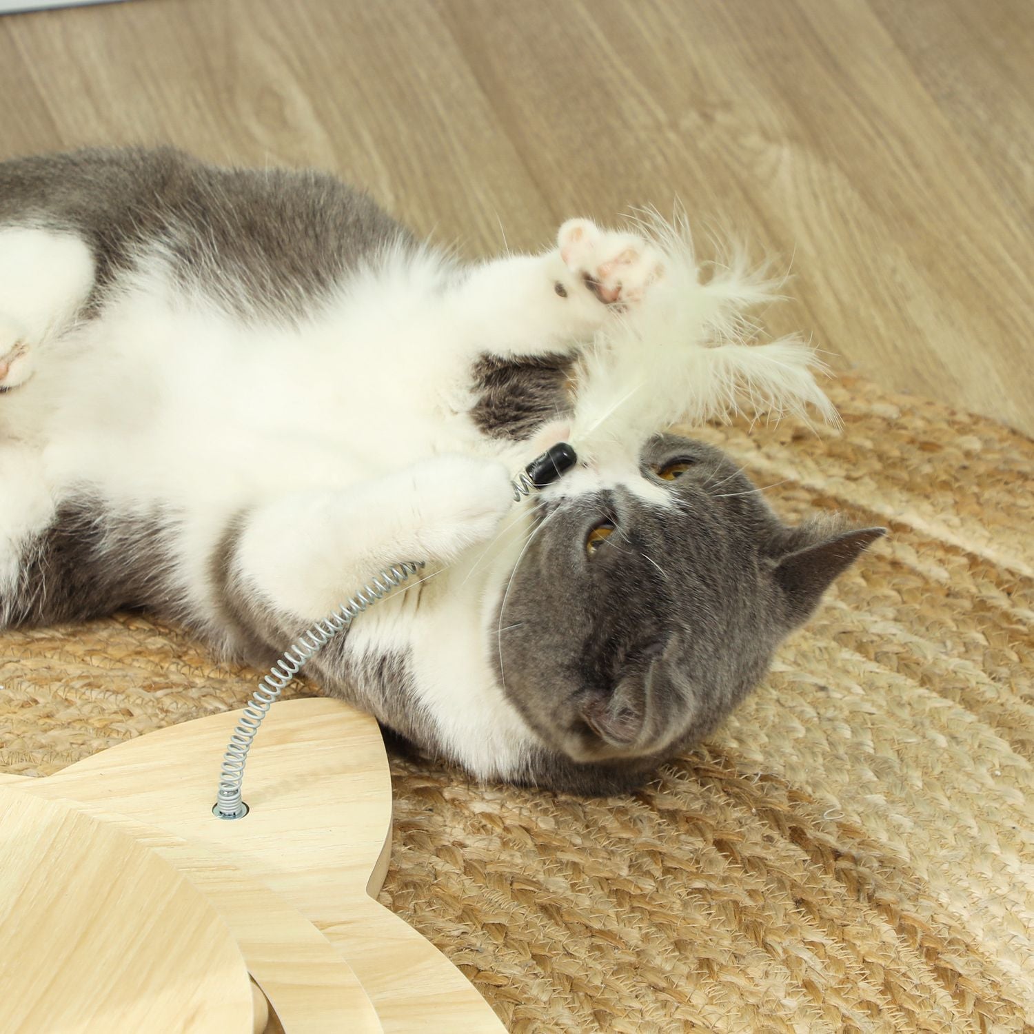 Kattskrapstolpe, 69 cm sisal med lekboll, ekfinish