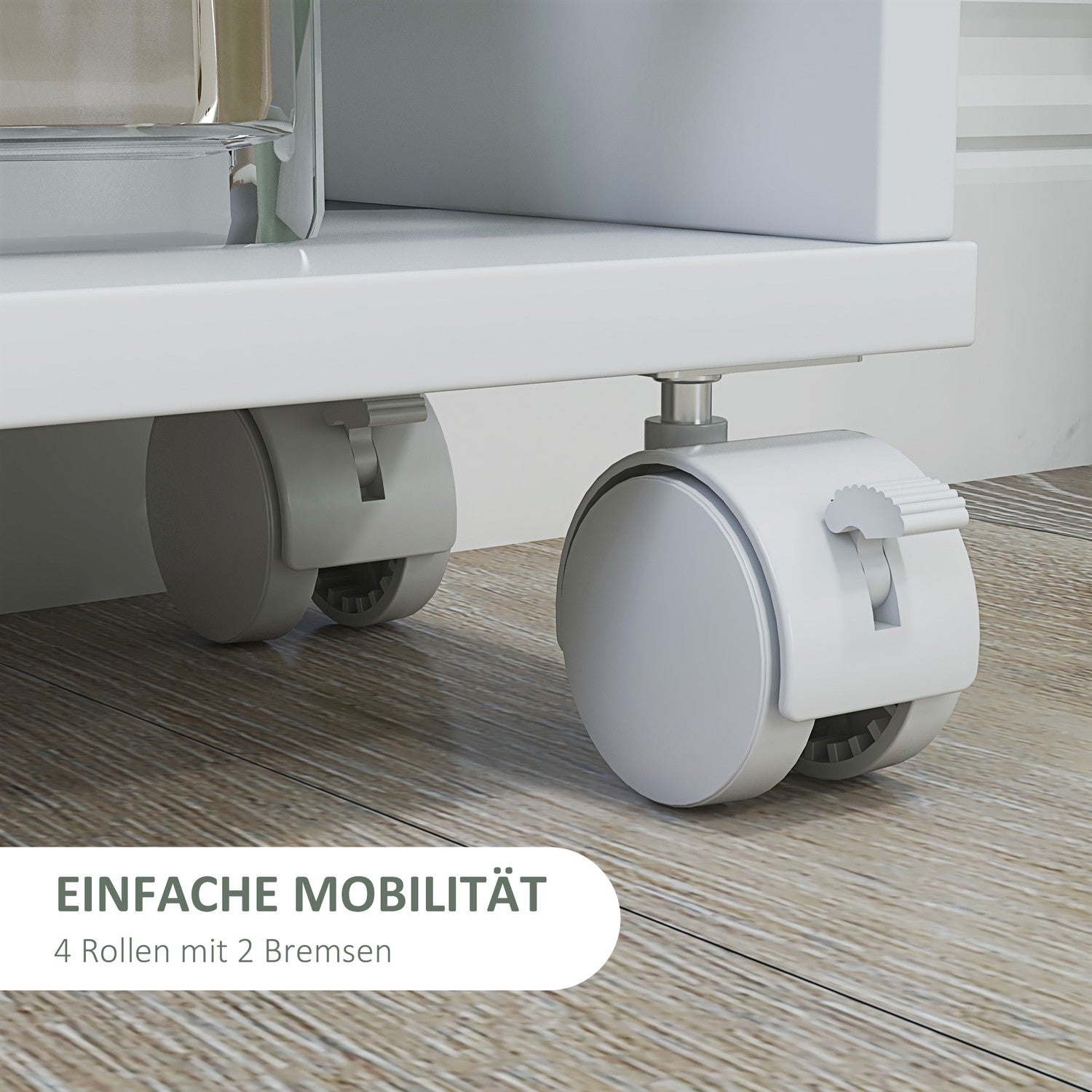 4-lagers slimmad rullvagn, vit köksförvaringsorganisator