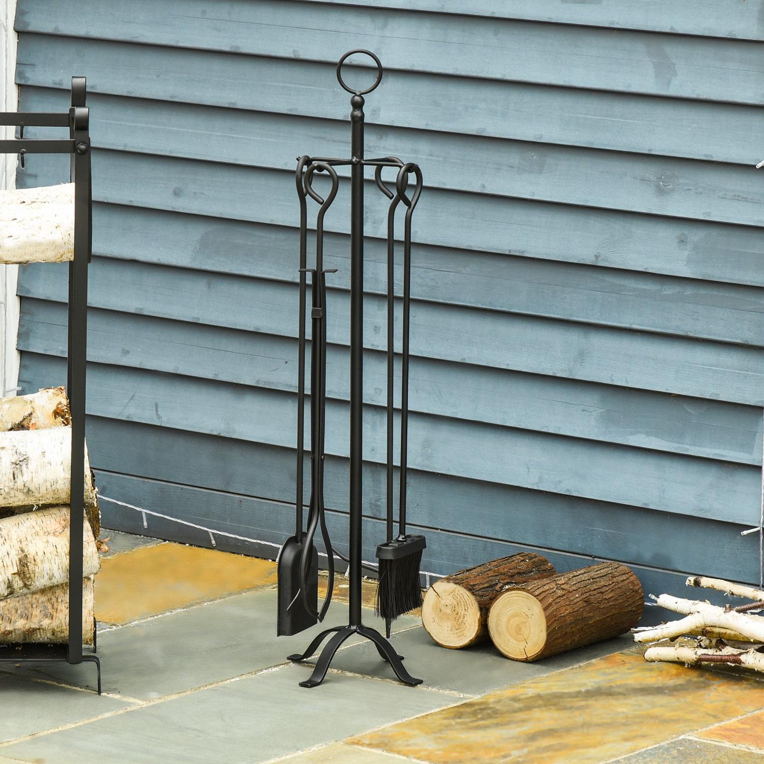 5-delad svart smidesjärn spisverktygssats