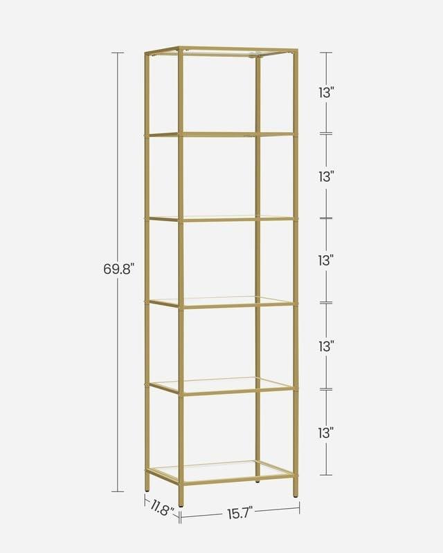 6-vånings guldglashylla: Modern, utrymmesbesparande, enkel montering