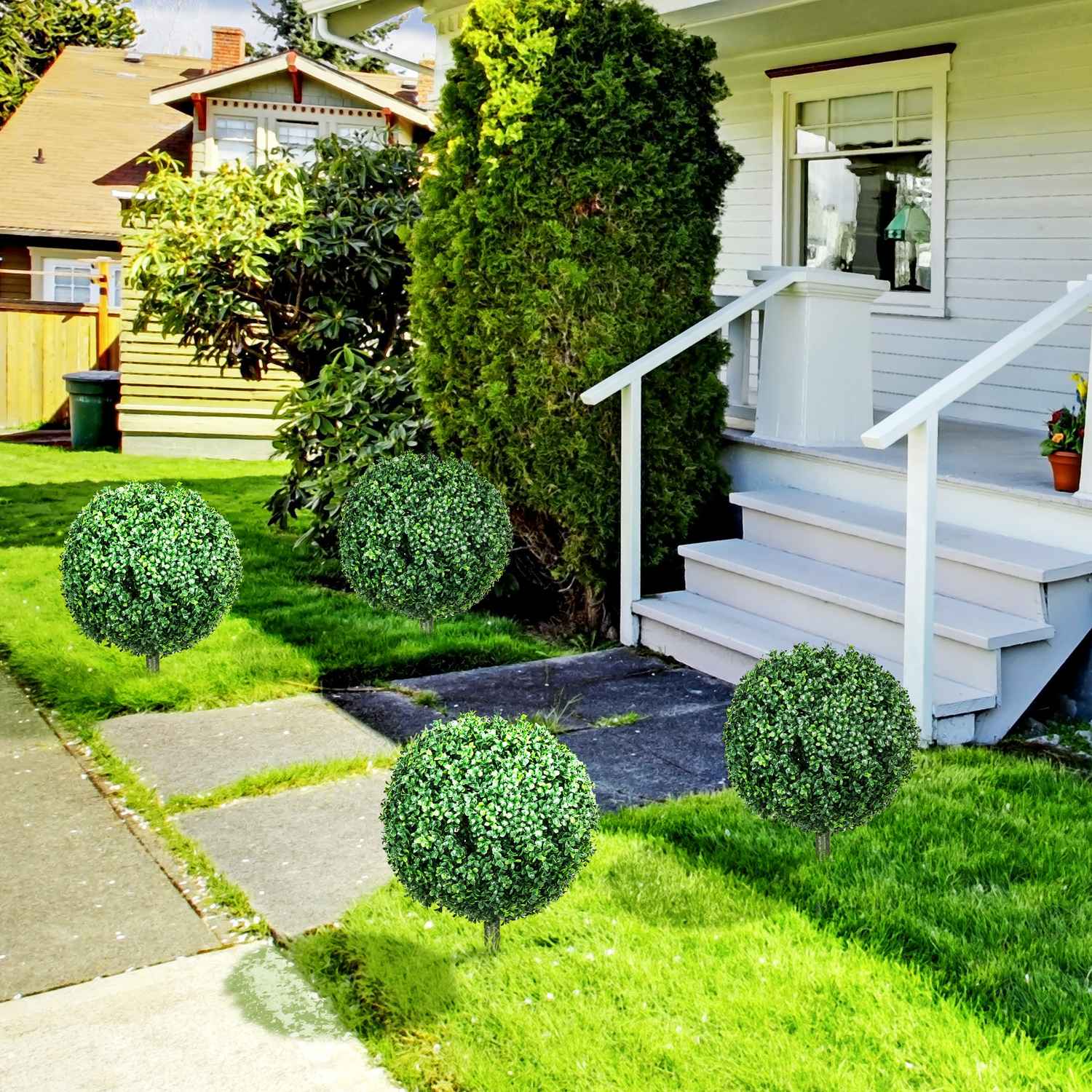 70 cm Stora UV-skyddade konstgjorda buxbomväxter för inomhus/utomhusbruk