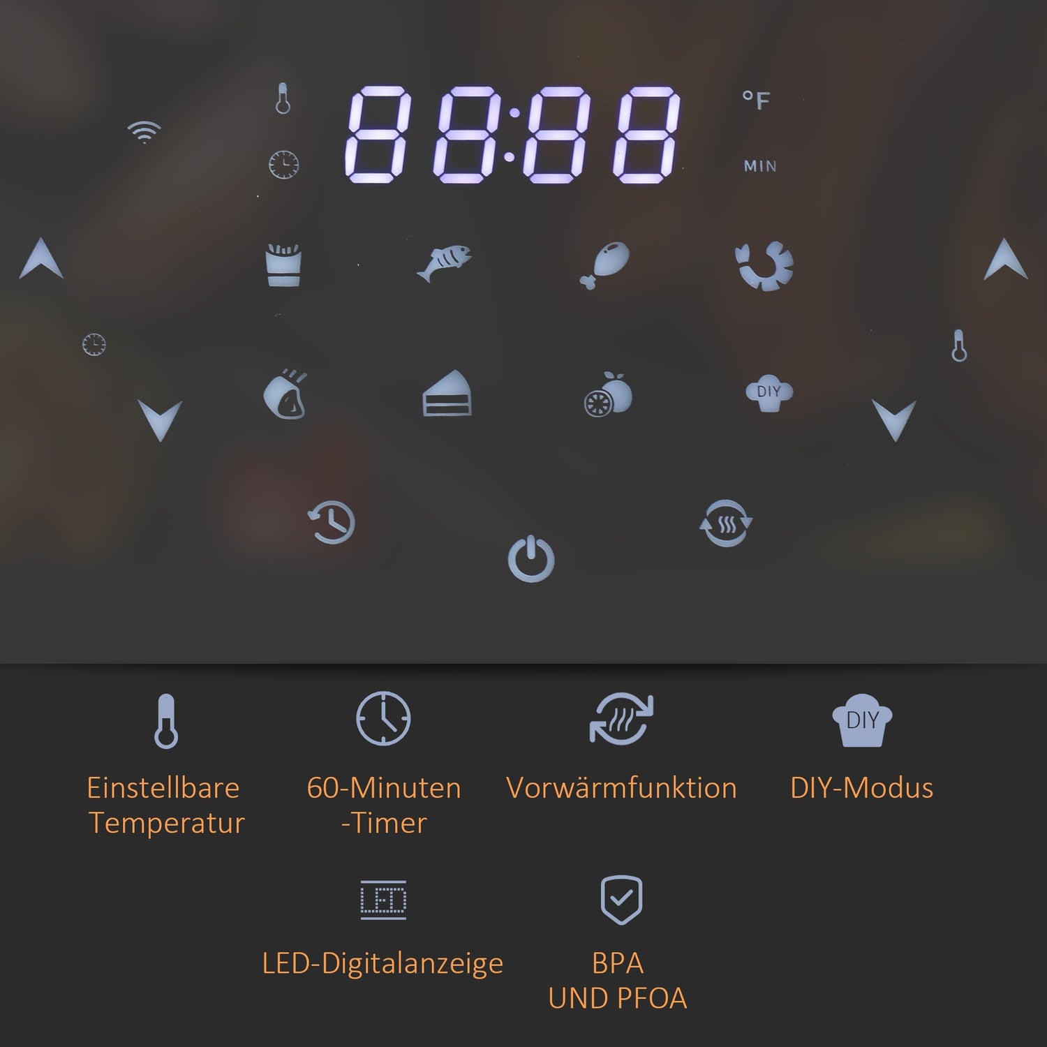 7L varmluftsfritös, oljefri, 1500W, non-stick korg