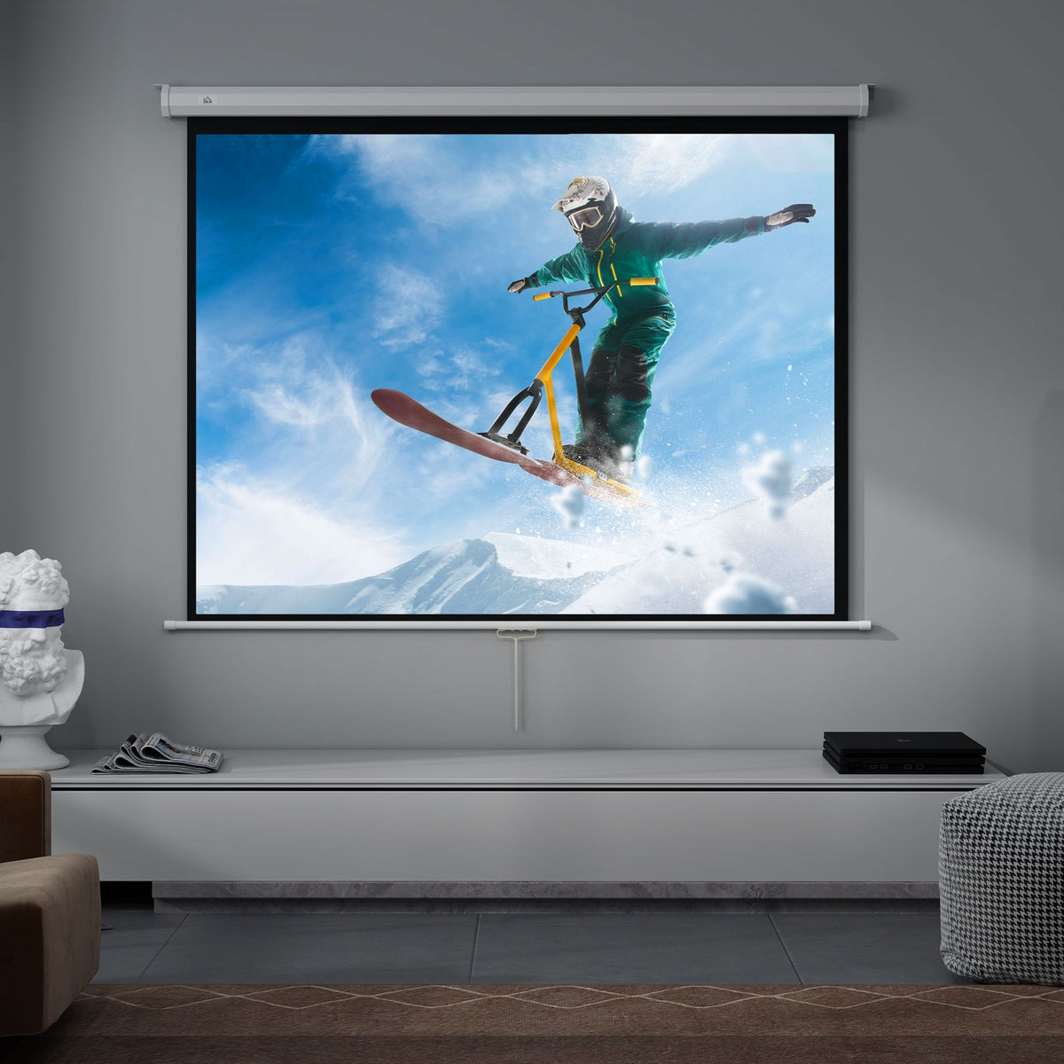 84"" 4:3 projektorduk, 4K HD, vägg-/takmontering