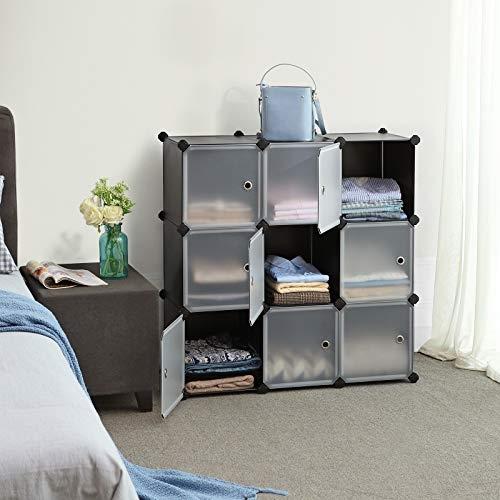 9-Cube Black Storage Organizer med dörrar, enkel montering