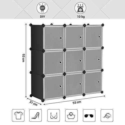 9-Cube Black Storage Organizer med dörrar, enkel montering