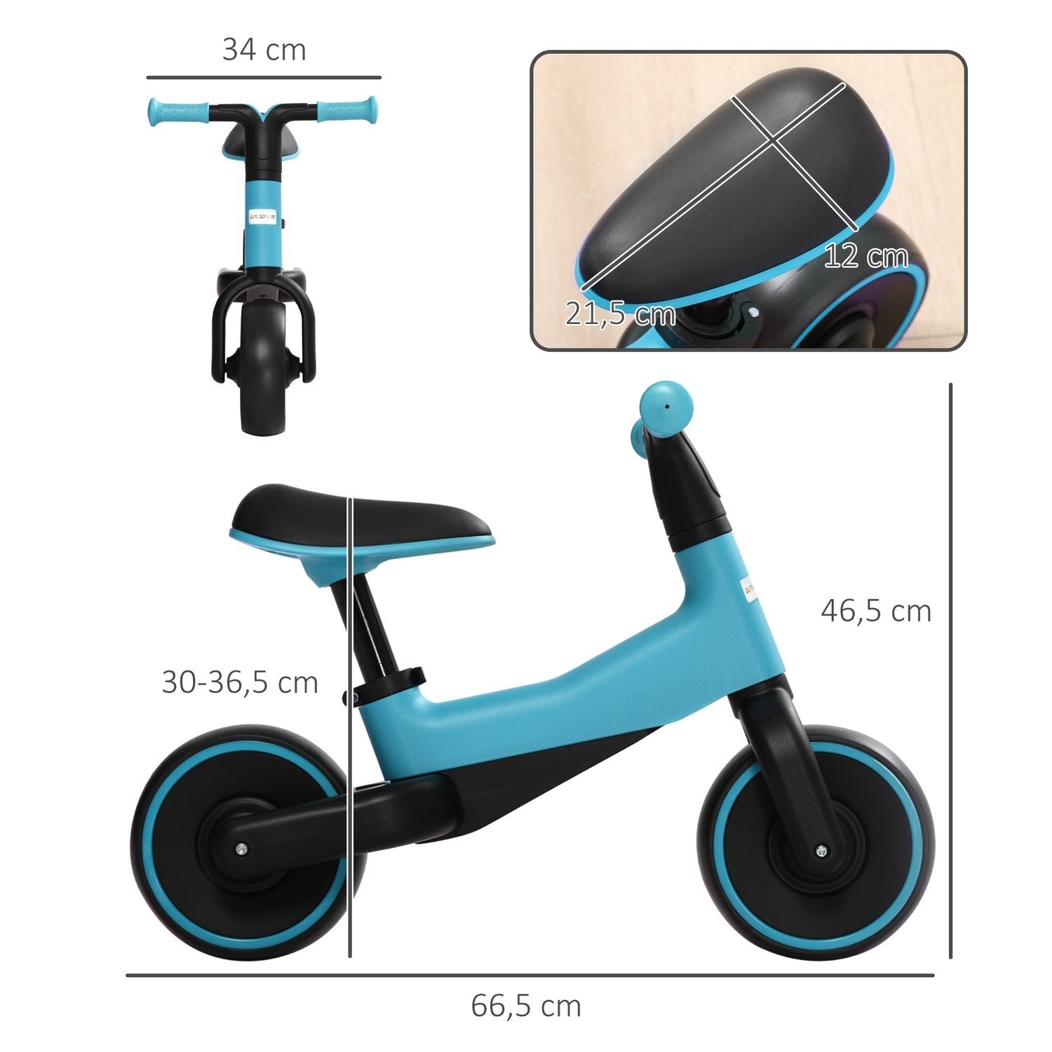 Balanscykel Barnbalanscykel Utan Pedal, Höjdjusterbar Sits, För 1,5-3 År, Blå