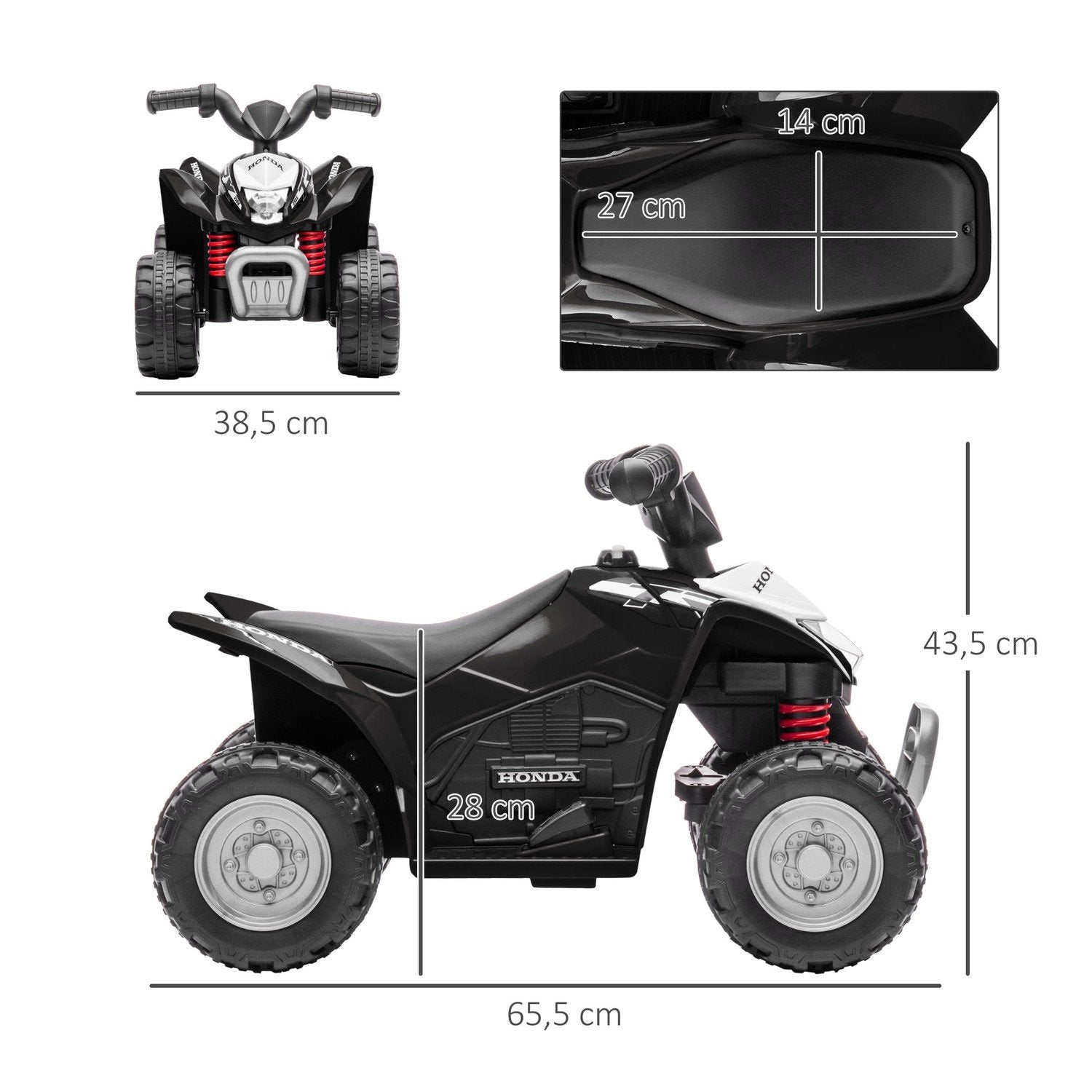 Elektrisk Quad Mini Quad För Barn Från 18 Månader Och Uppåt, Elektrisk Atv För Barn Med Led Och Horn, Metall, Svart