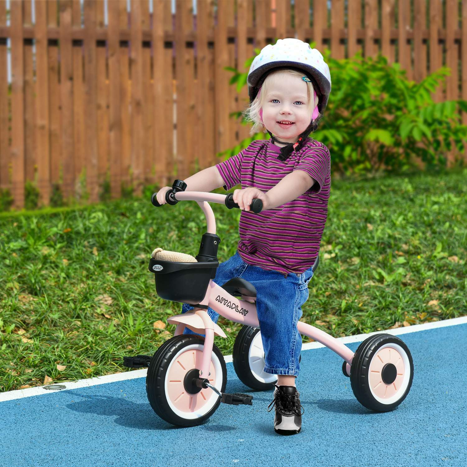 Trehjuling, Barncykel Med Justerbar Sits, Balanscykel Med Cykelkorg, Ringklocka, Barncykel Med Pedaler, För Barn 2-5 År, Metall, Rosa