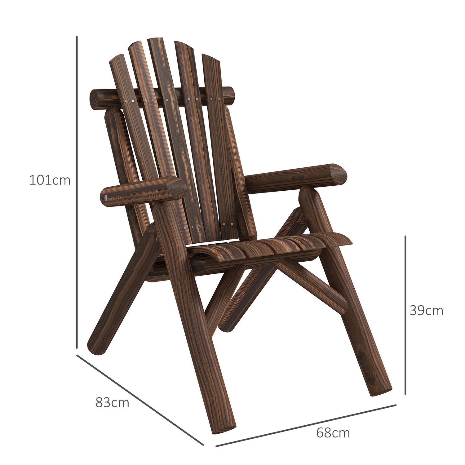 Adirondack Trädgårdsstol Trädgårdsstol Trästol Högryggad Med Armstöd Gran Träbrun 83 X 68 X 101 Cm