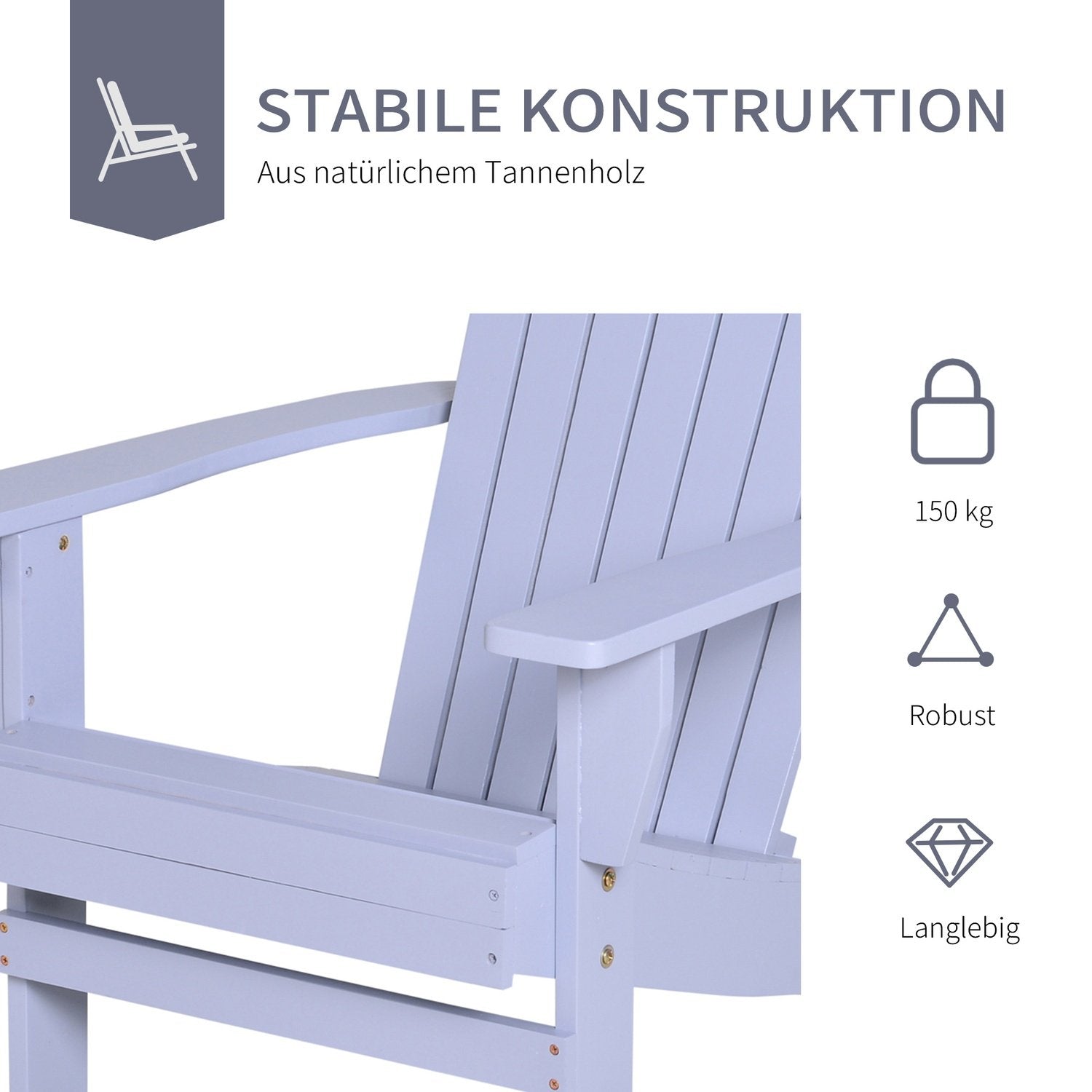 Adirondack Trädgårdsstol Med Mugghållare Trädgårdsstol Balkongstol Massivt Trä Grå 72,5 X 97 X 93 Cm