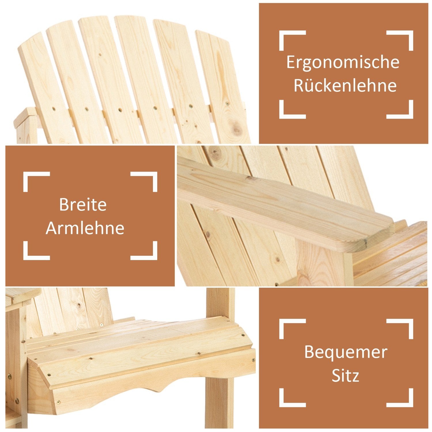 Adirondack Trädgårdsstol Med Bord Och Paraplyhål 2-Sits Trädgårdsstol Sittgrupp Trädgårdsmöbler För Balkong Massivt Trä Naturligt 178 X 87 X 92 Cm