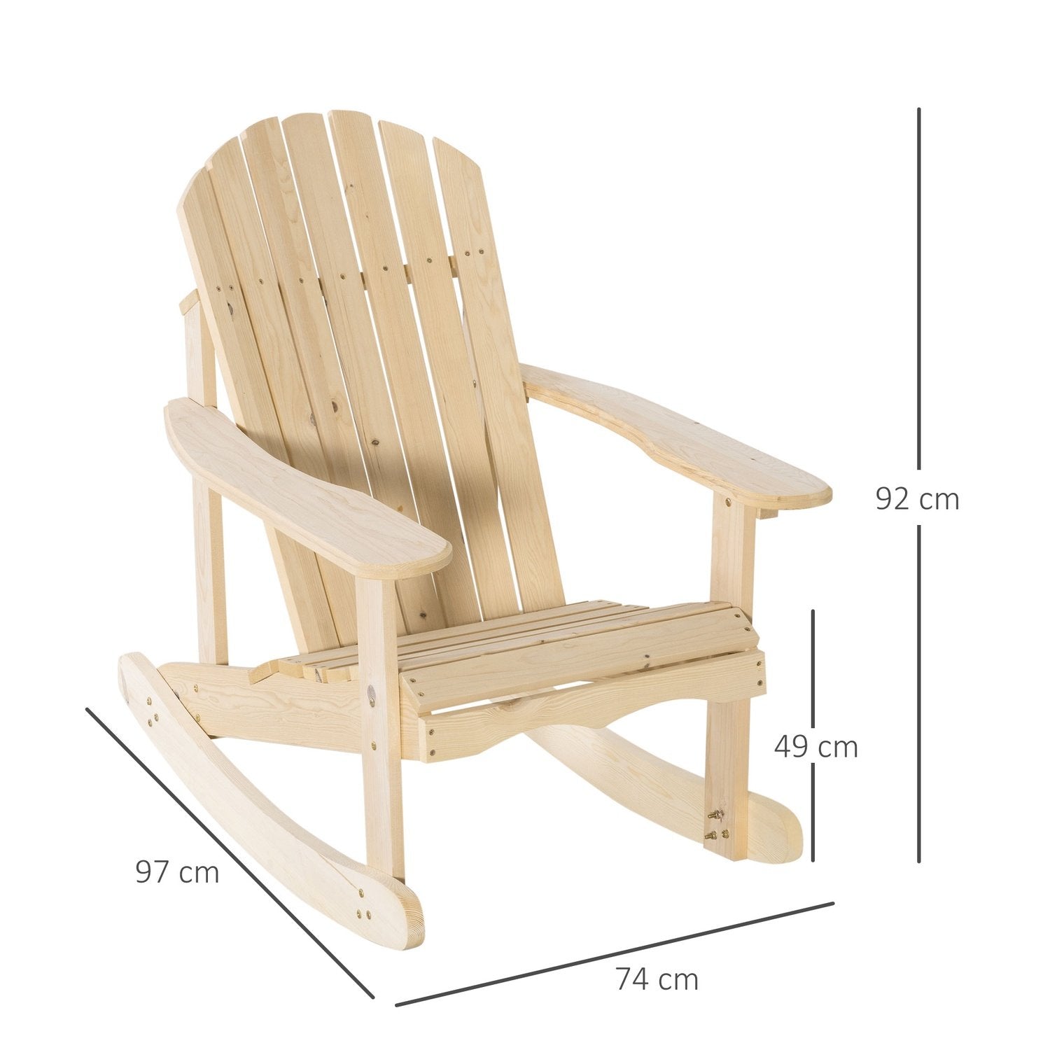 Adirondack Gungstol Trädgårdsstol Gjord Av Furu Uteplatsstol Trädgårdsstol Gungstol Trädgårdsmöbler Balkongstol Naturlig 74 X 97 X 92 Cm