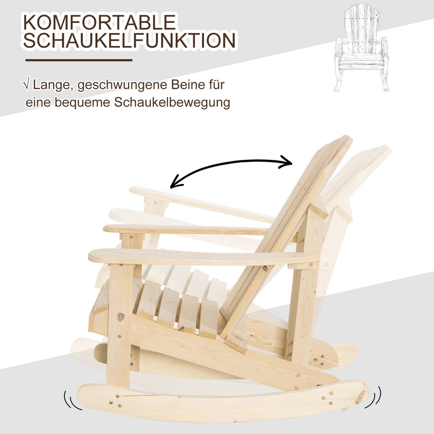 Adirondack Gungstol Trädgårdsstol Gjord Av Furu Uteplatsstol Trädgårdsstol Gungstol Trädgårdsmöbler Balkongstol Naturlig 74 X 97 X 92 Cm